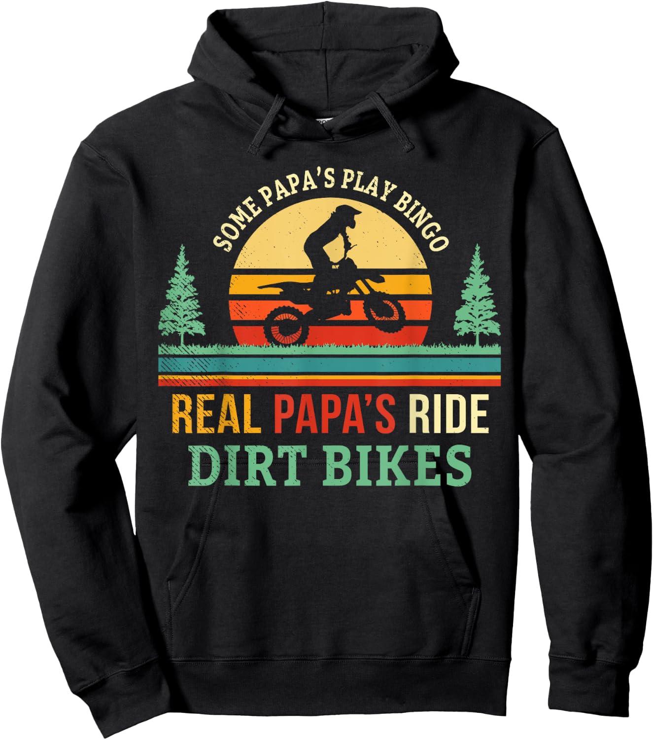 Retro Papa Dirt Bike Gift Dad Dirtbike Gifts Dirt Biking Hoodie - Hoodie | Black
