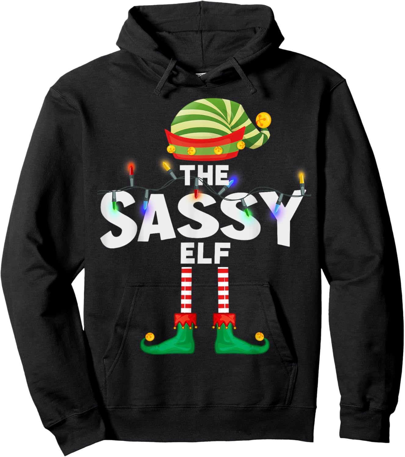 The Sassy Elf Christmas Matching Family Hoodie - Hoodie | Black