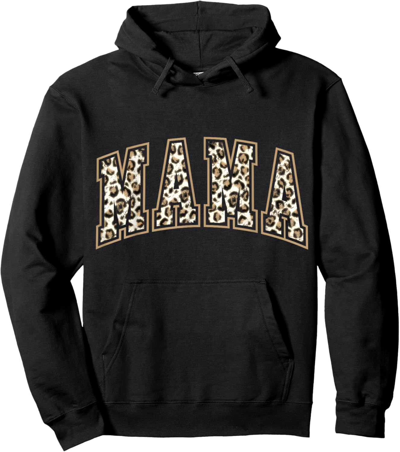 MAMA Leopard Cheetah Print Love Cute Large Letters Hoodie - Hoodie | Black