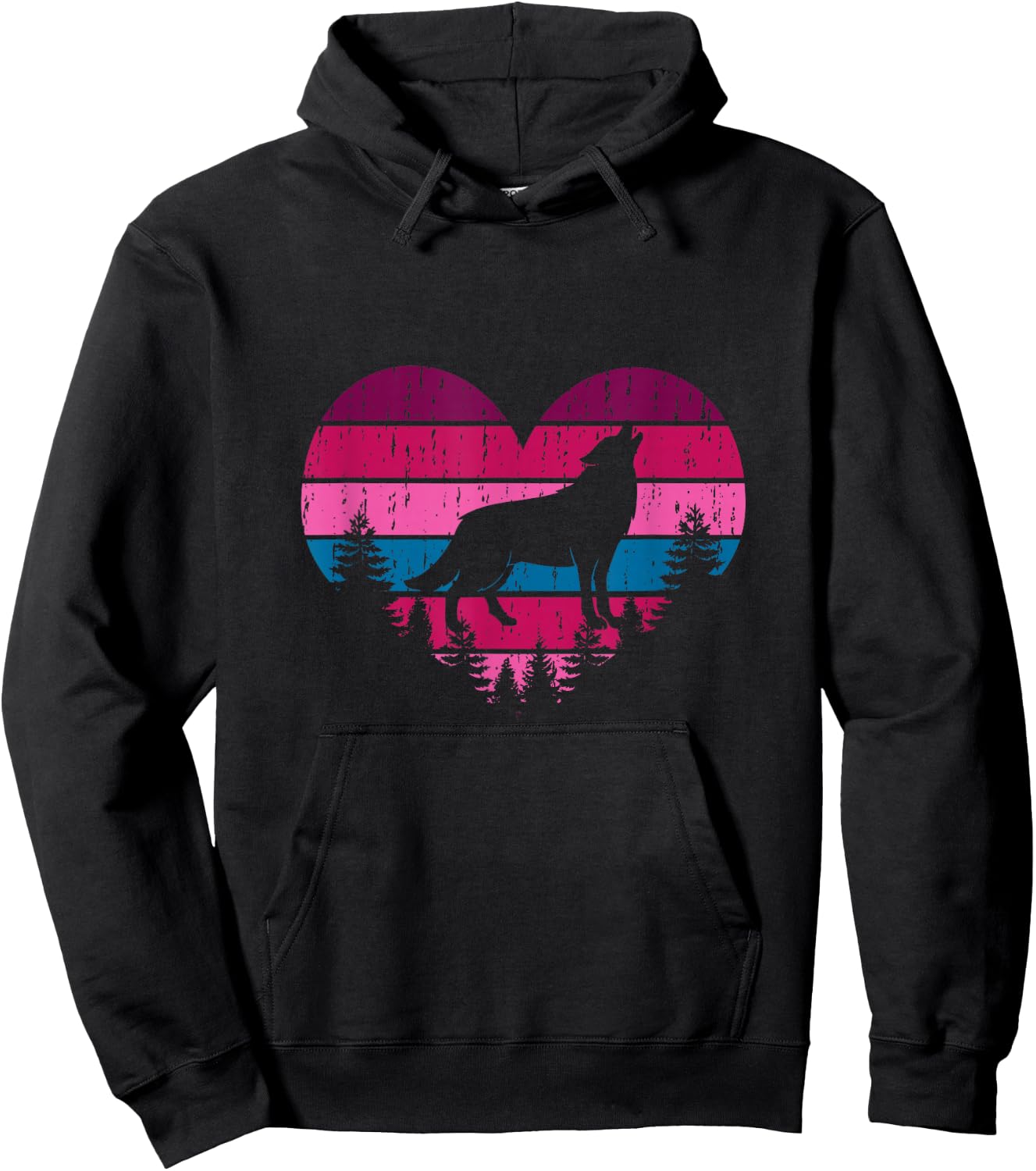 Wolf Girl Valentines Day Vintage Cute Loves Wolves Hoodie - Hoodie | Black