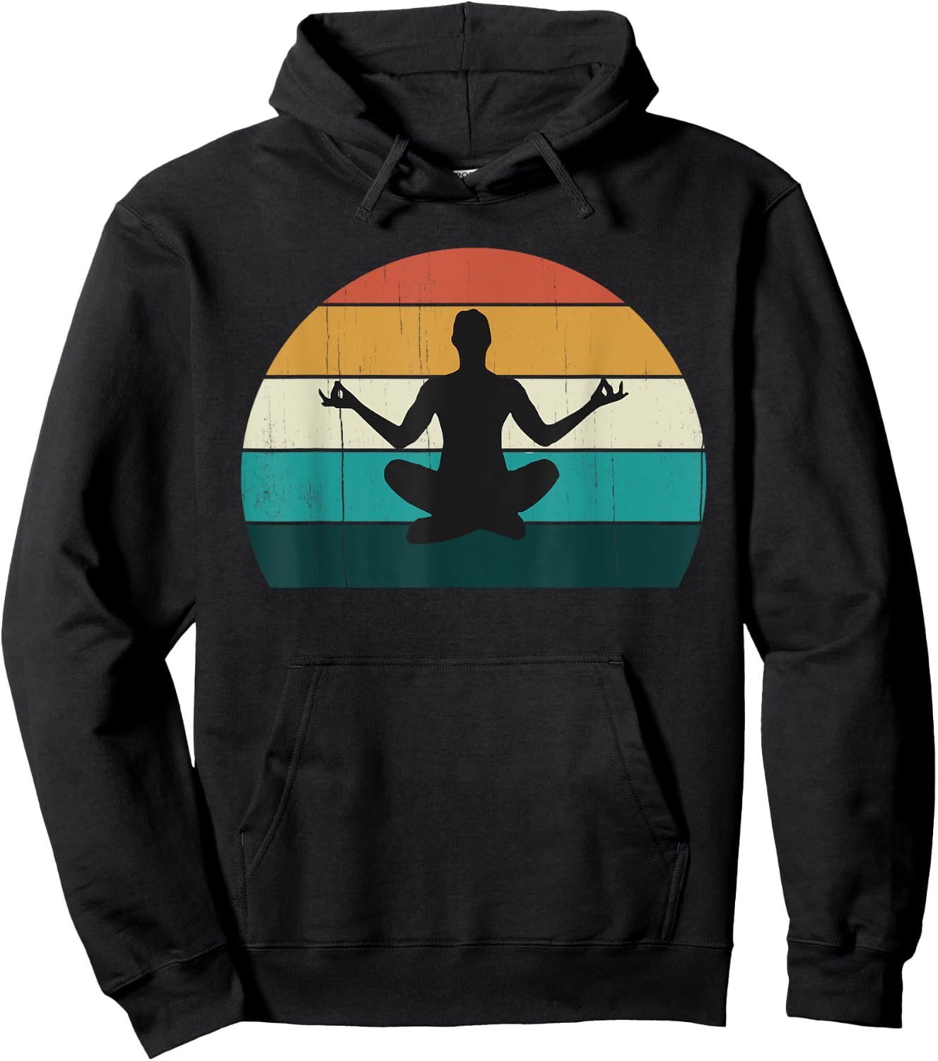 Retro Yoga Pose: Vintage Mind Meditation / Body Workout Yogi Hoodie - Hoodie | Black