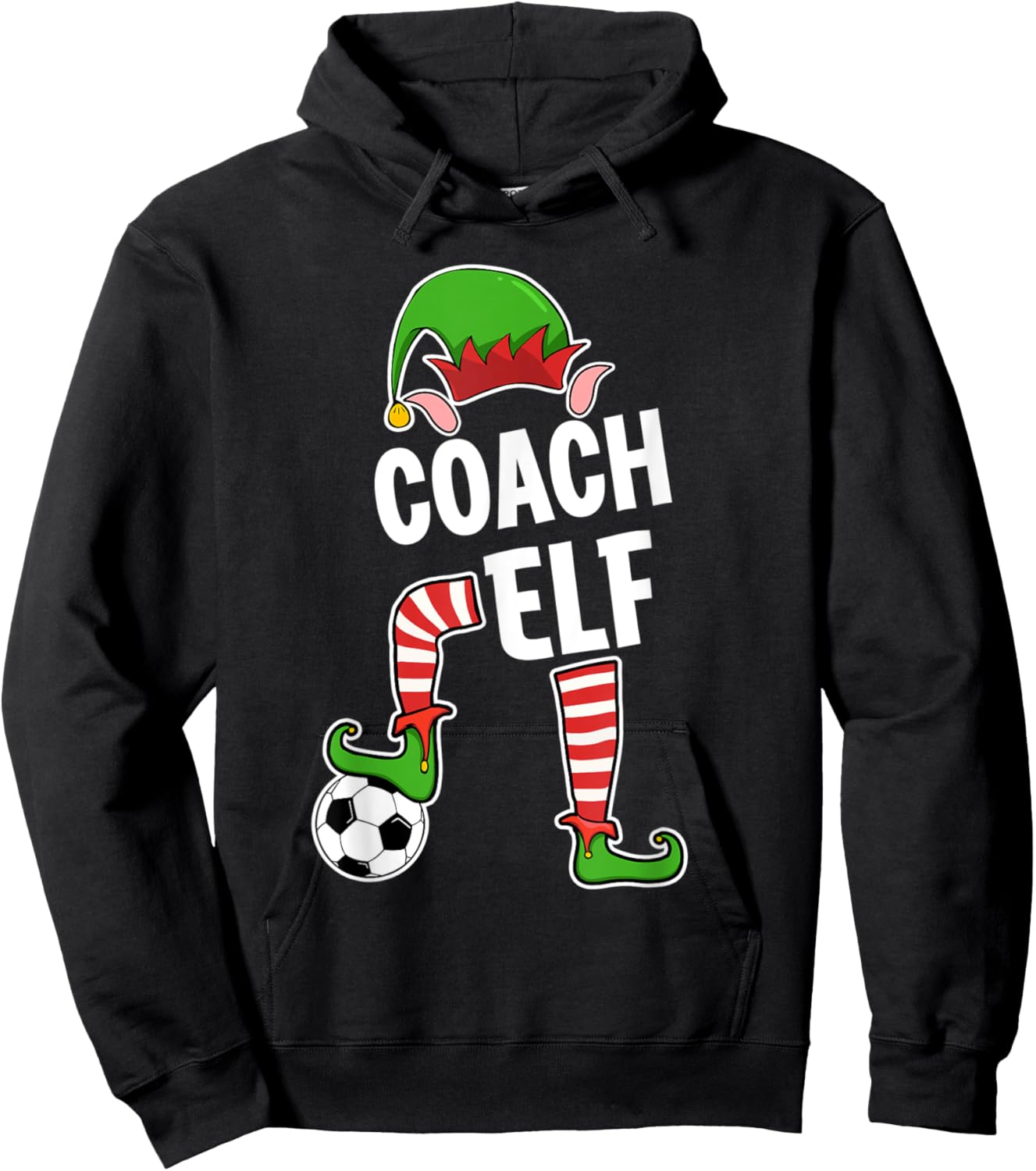 Christmas Soccer Elf for Soccer Coaches Elf Hoodie - Hoodie | Black