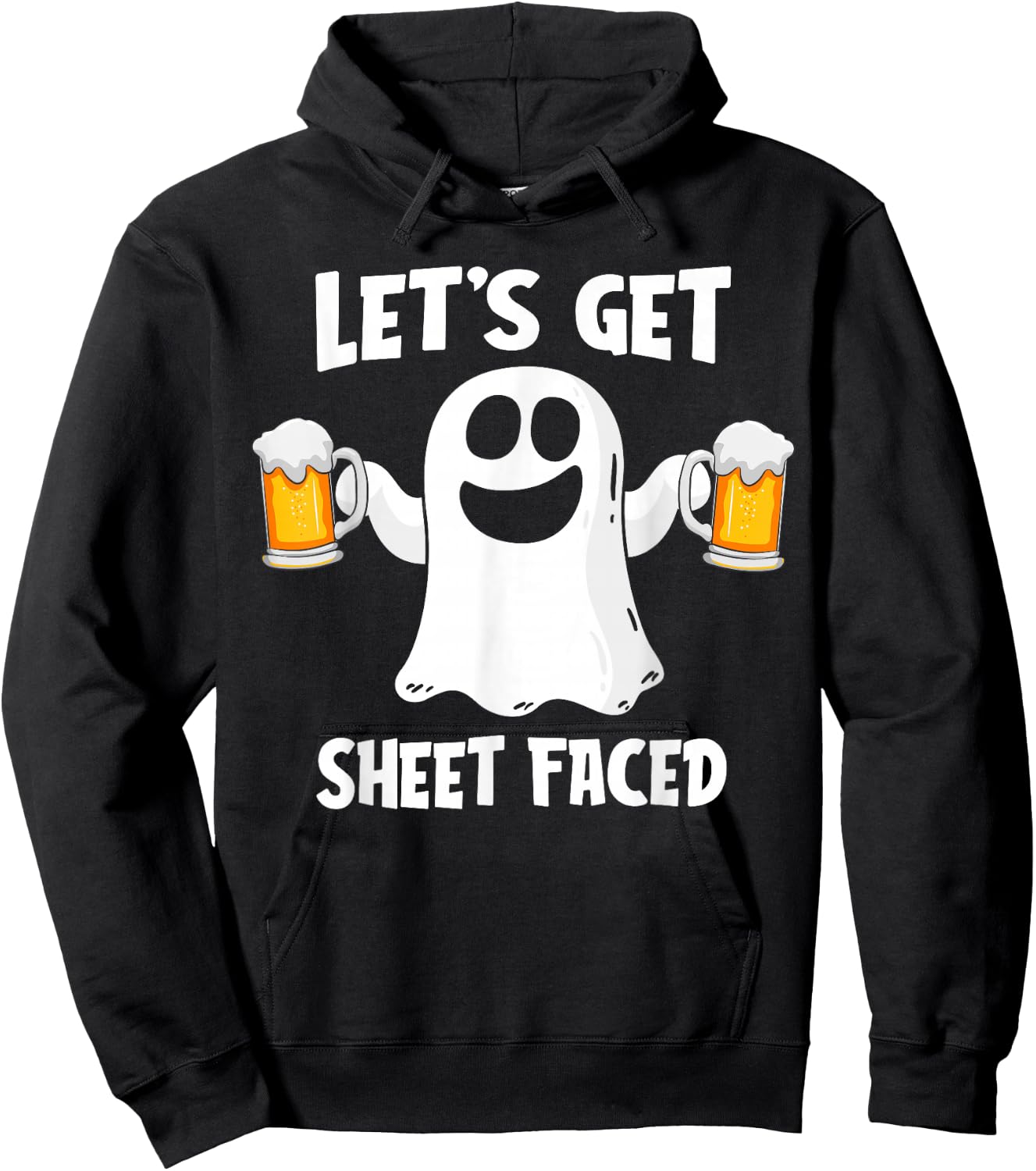Let's Get Sheet Faced Funny Ghost Drinking Halloween Costume Hoodie - Hoodie | Black