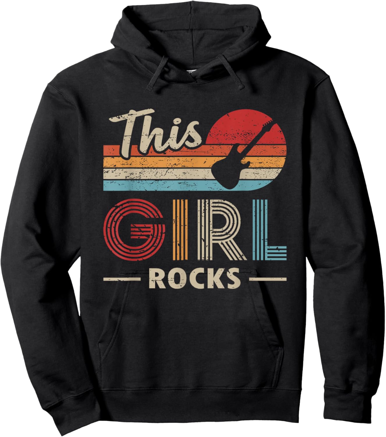 This Girl Rocks Guitar Rock N Roll Guitar Player Hoodie - Hoodie | Black