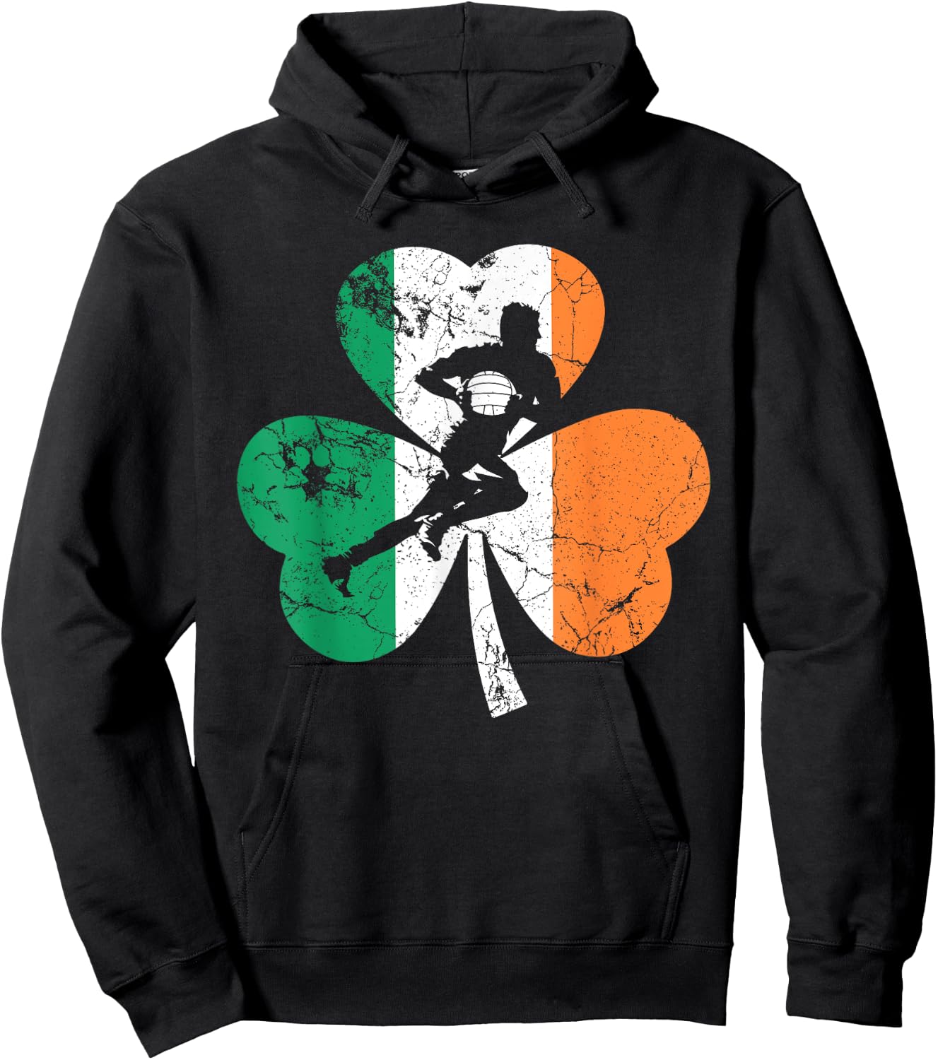 Gaelic_Football St.Patrick's Day Gift Shamrock Irish Flag Hoodie - Hoodie | Black
