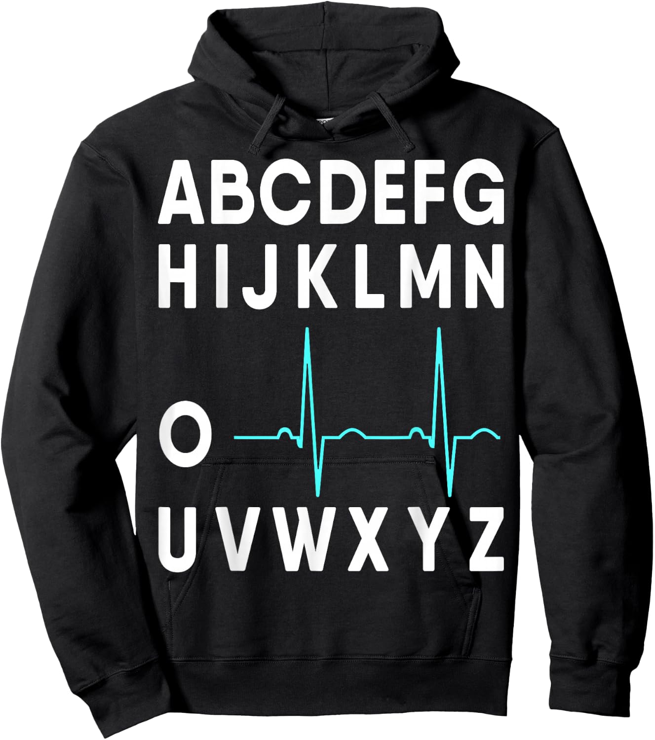 Med School Co. EKG Alphabet Heartbeat Line Doctor Nurse Hoodie - Hoodie | Black
