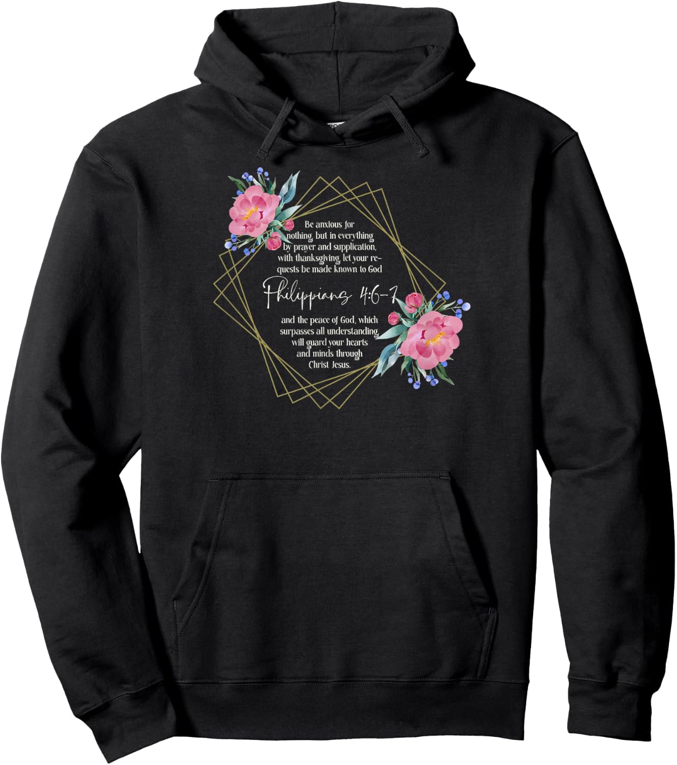 Bible Verse | Be Anxious for Nothing | Philippians 4:6-7 Hoodie - Hoodie | Black