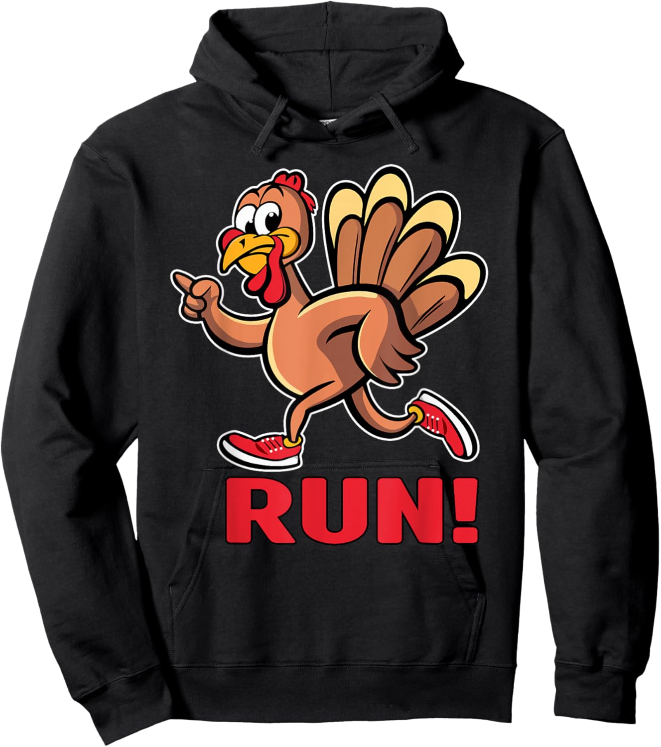 Funny Turkey Trot Run Thanksgiving Turkey Running Kids Adult Hoodie - Hoodie | Black