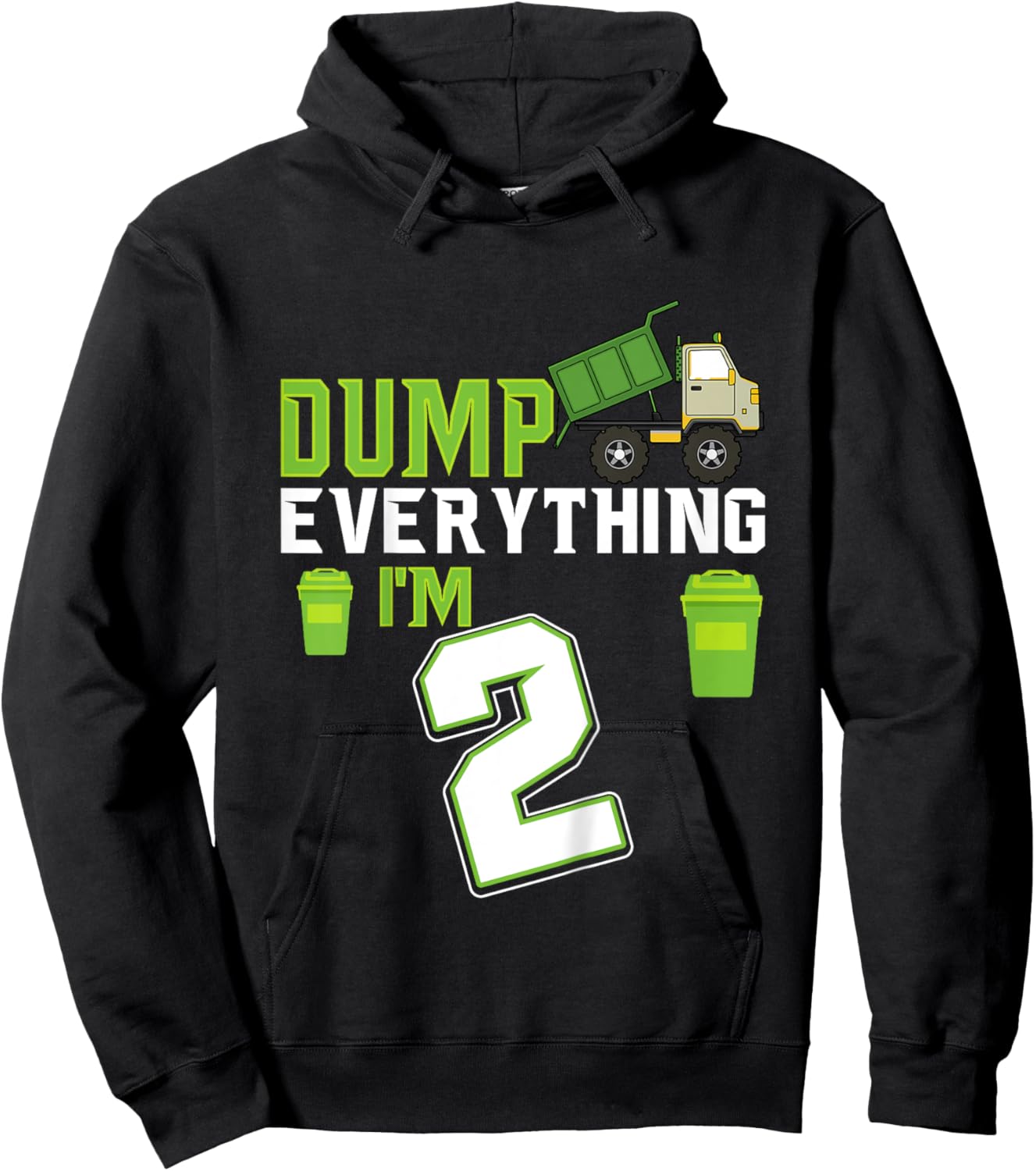 Kids Recycling Trash 2 Year Old Garbage Truck 2nd Birthday Boy Hoodie - Hoodie | Black