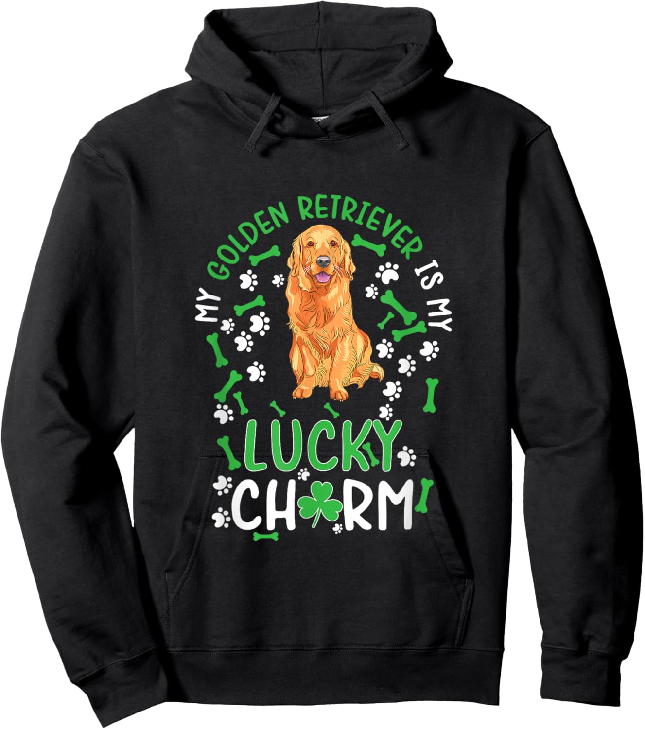 My Golden Retriever is My Lucky Charm dog st Patrick's day Hoodie - Hoodie | Black