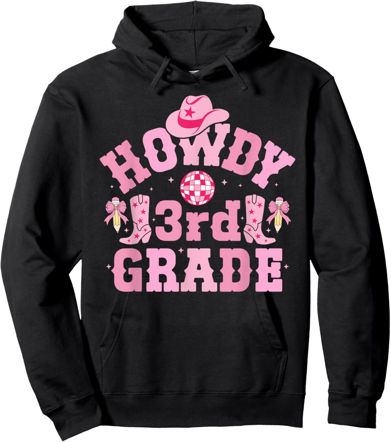 Howdy 3rd Grade Cowgirl Third Grade Western Teacher Girls Hoodie - Hoodie | Black