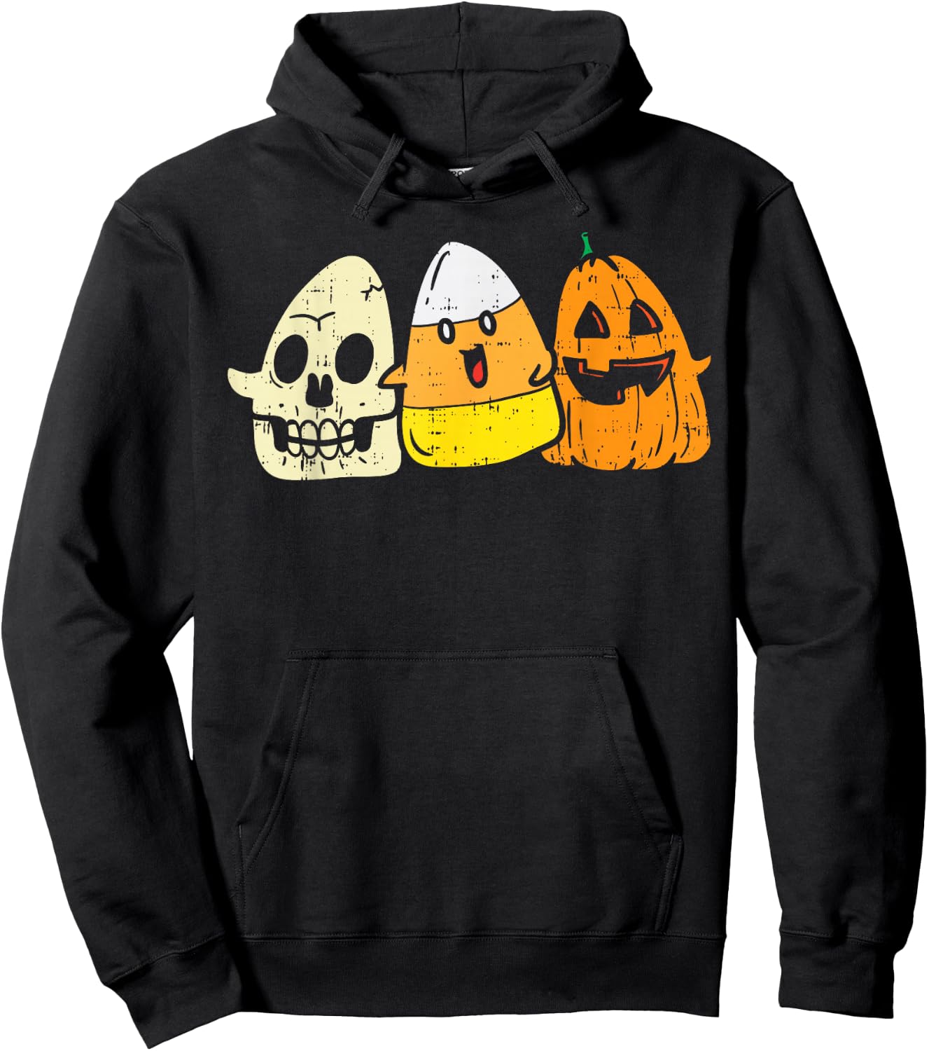 Candy Corn Skeleton Skull Pumpkin Fun Halloween Costume Kids Hoodie - Hoodie | Black