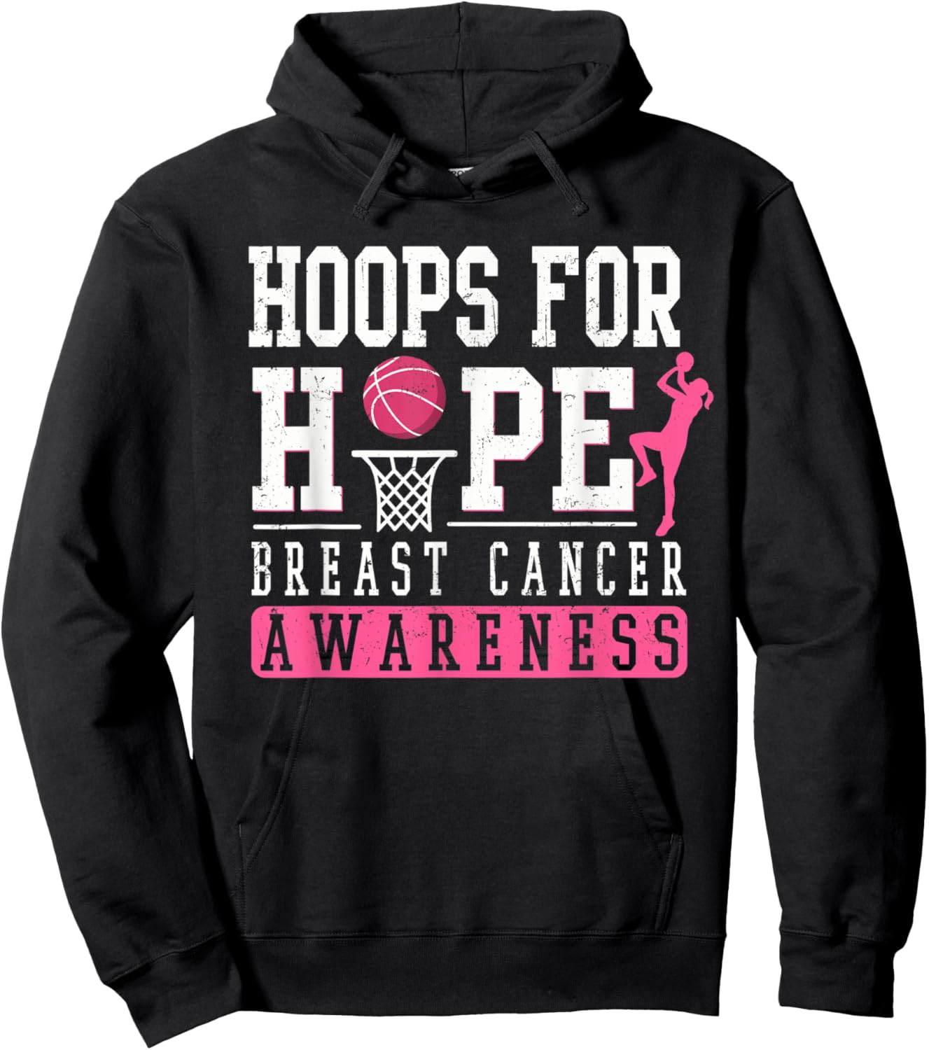 Hoops For Hope Basketball Player Breast Cancer Awareness Hoodie - Hoodie | Black