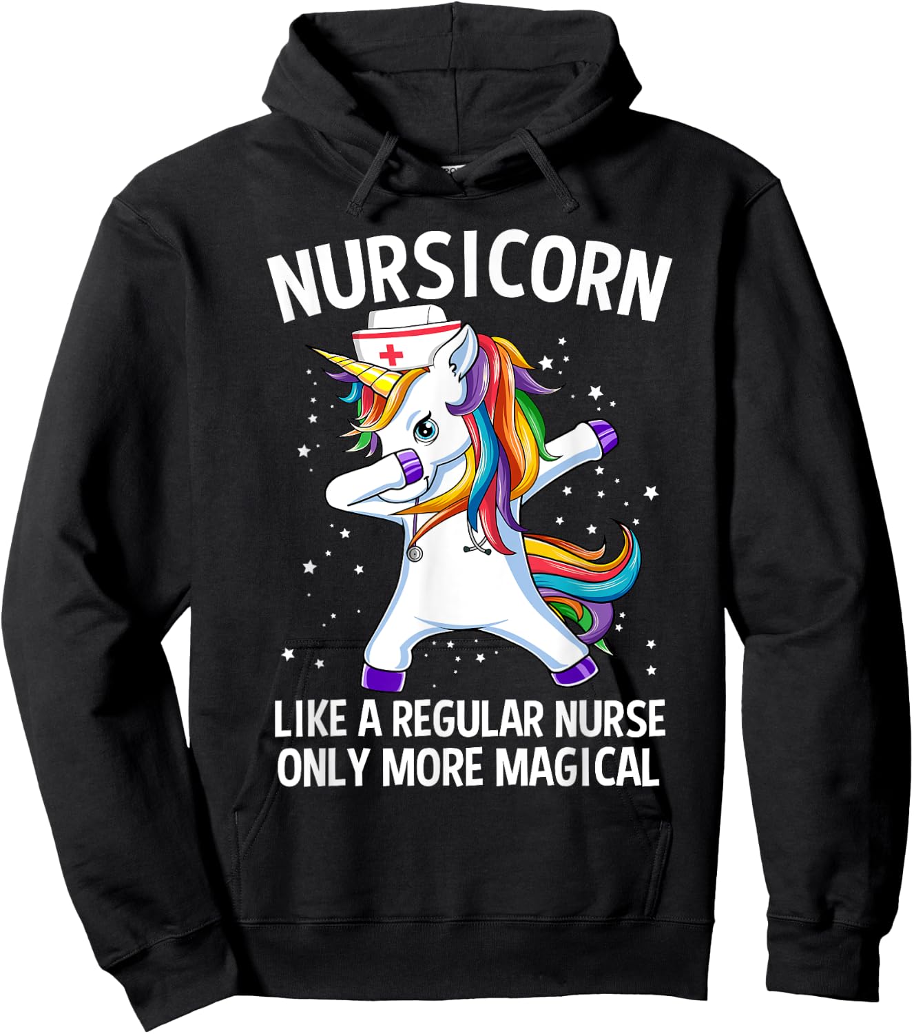 Dabbing Unicorn Nursicorn Funny Nurse Hoodie - Hoodie | Black