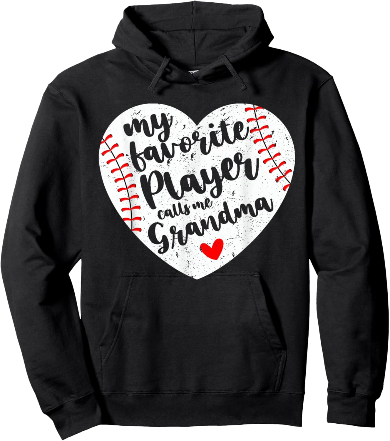My Favorite Player Calls Me Grandma Heart Baseball Player Hoodie - Hoodie | Black