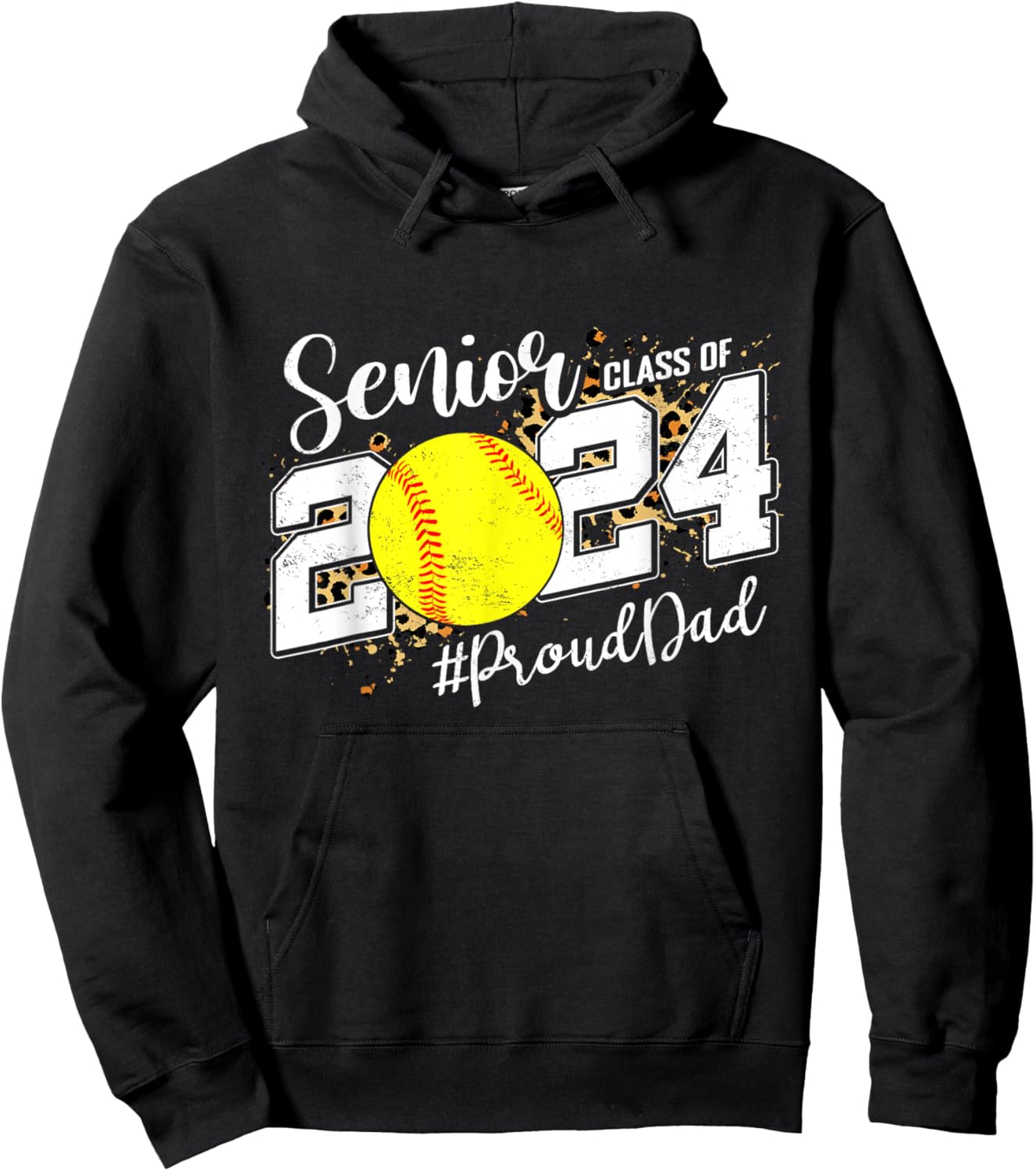 Proud Dad Of A 2024 Senior Graduate Class 2024 Softball Hoodie - Hoodie | Black