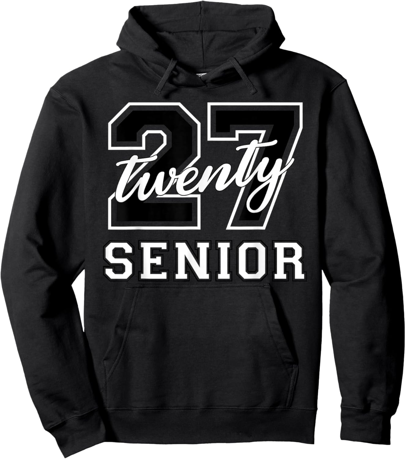 Senior Class of 2027 Graduation Varsity Black White Letters Hoodie - Hoodie | Black
