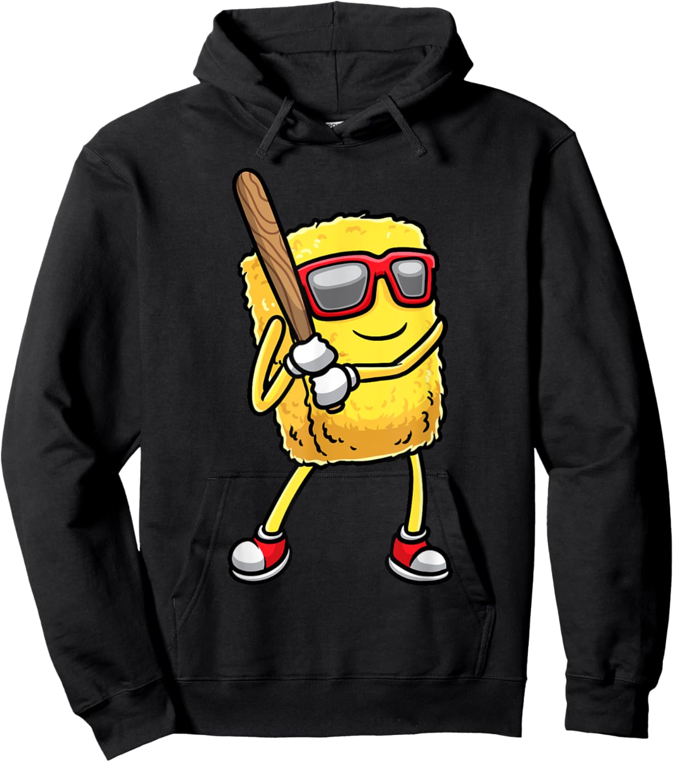 Baseball Player Chicken Nugget Playing Baseball Kids Men Hoodie - Hoodie | Black