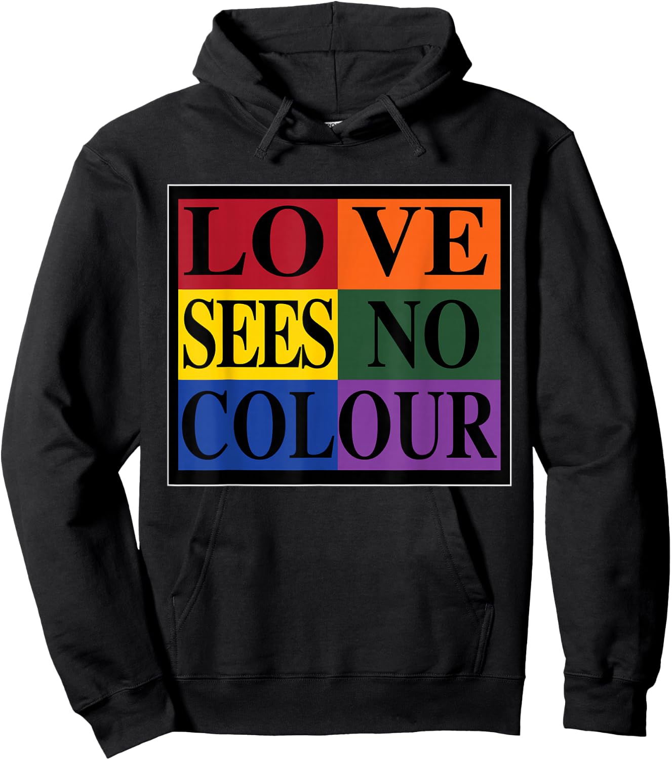 Love Sees No Colour | Cross Colours Retro 1990's Vintage Hoodie - Hoodie | Black