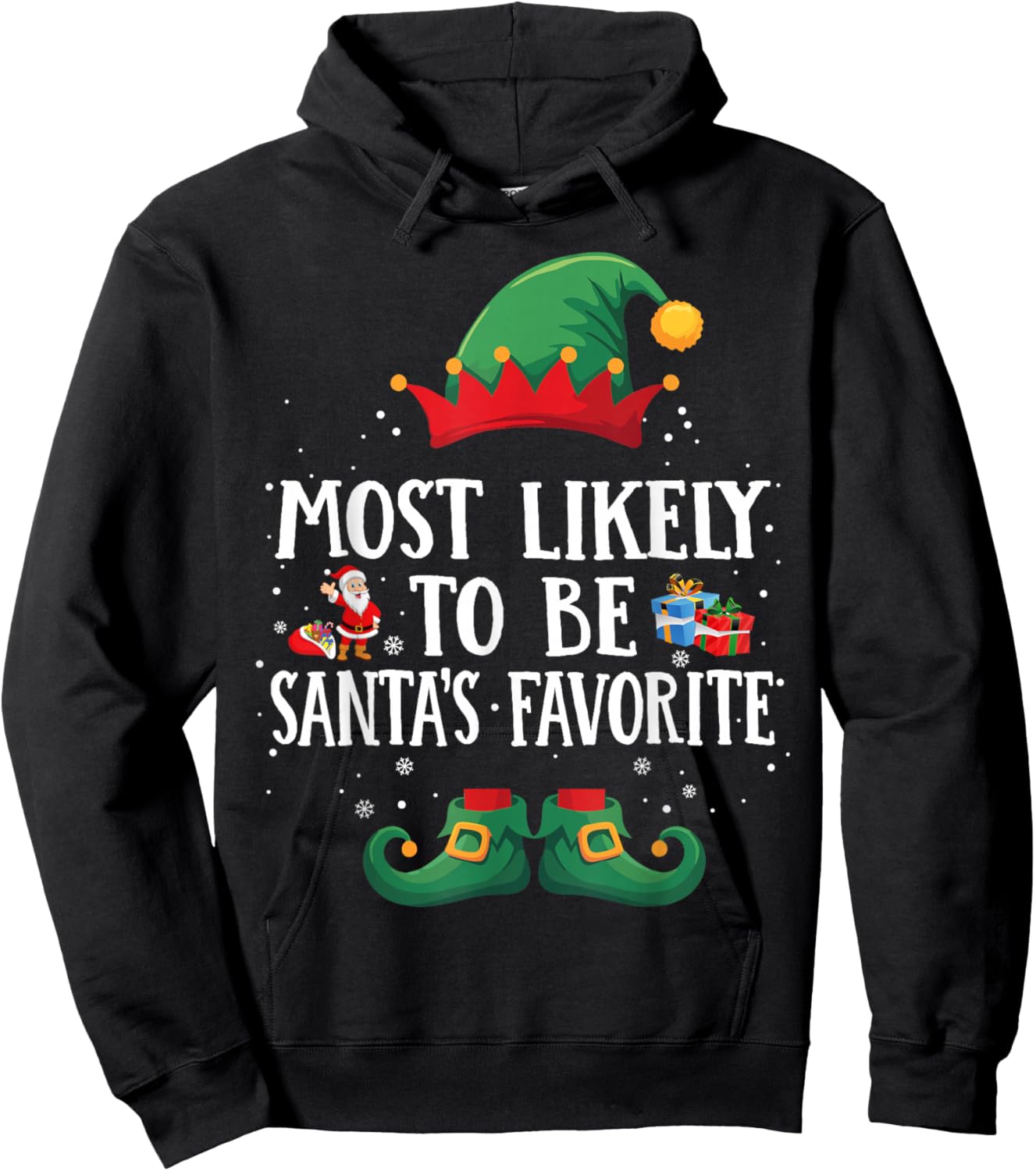 Most Likely To Be Santa’s Favorite Matching Christmas Elf Hoodie - Hoodie | Black