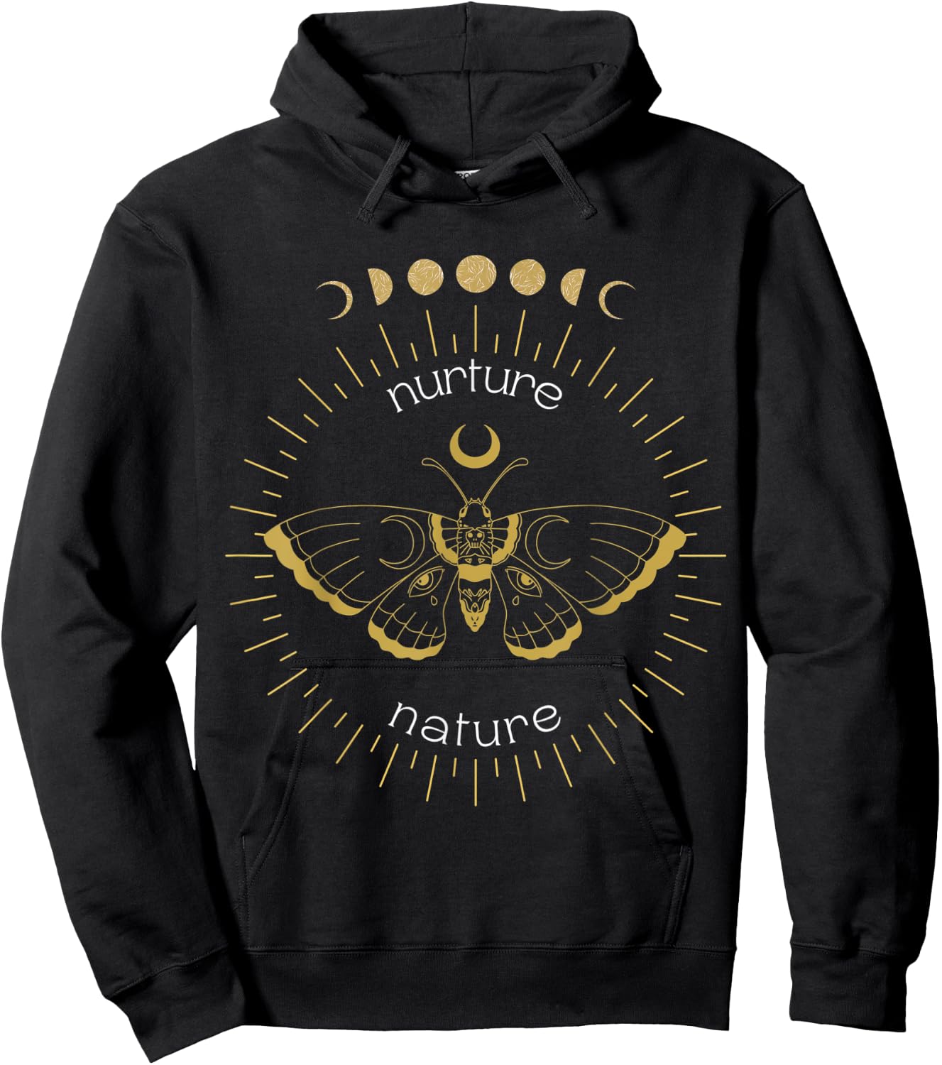 Nurture Nature Celestial Moon Phase Butterfly Cosmic Boho Hoodie - Hoodie | Black