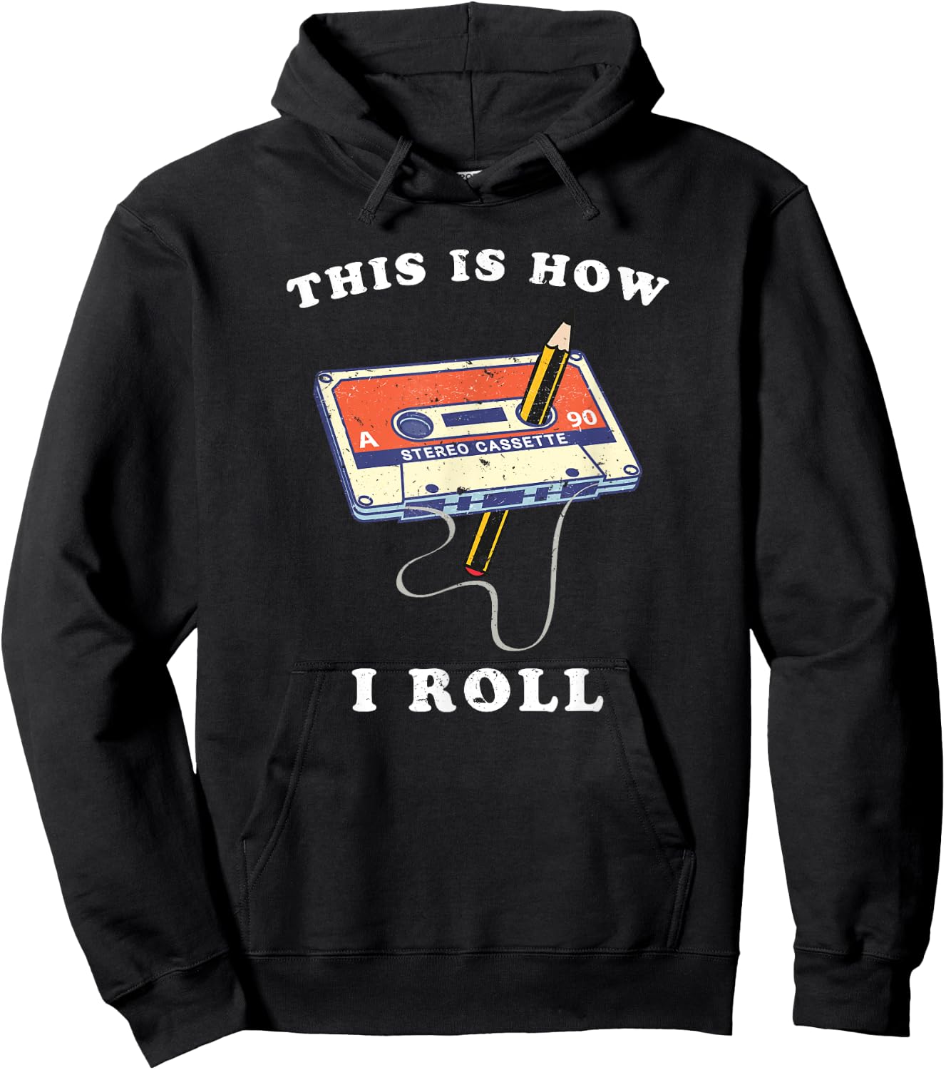 Funny This Is How I Roll Vintage Tape Cassette and pencil Hoodie - Hoodie | Black