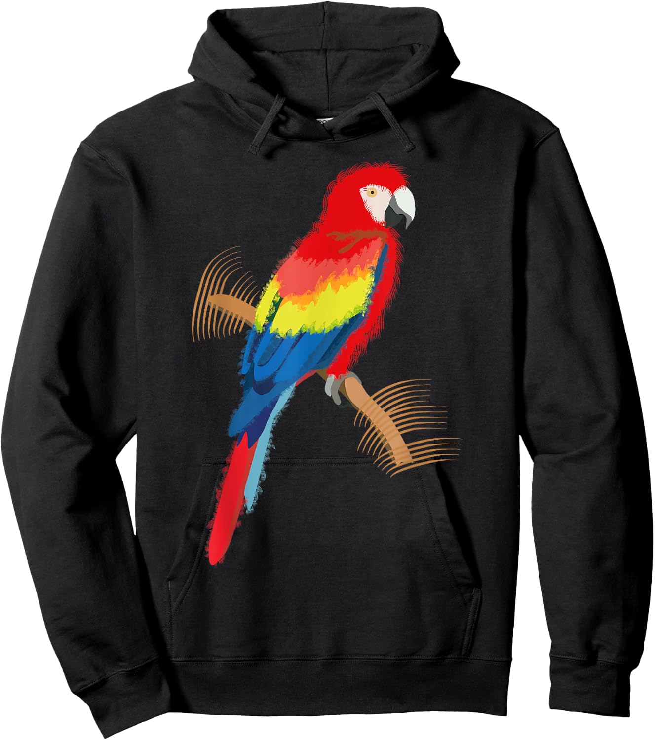 Parrot Scarlet Macaw Colourful Hoodie - Hoodie | Black