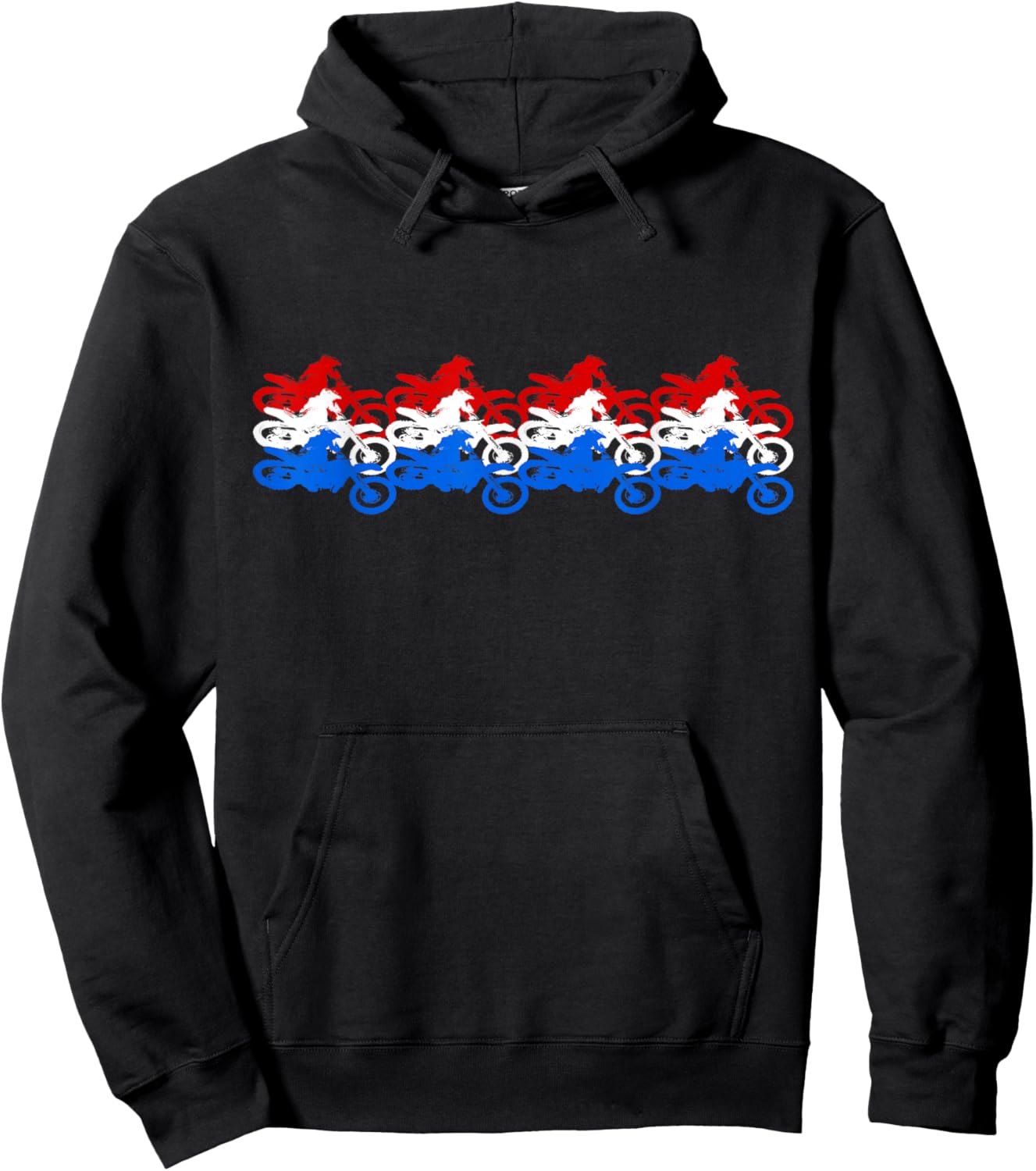 MX 4th of July Motocross American Dirt Bikes Red White Blue Hoodie - Hoodie | Black
