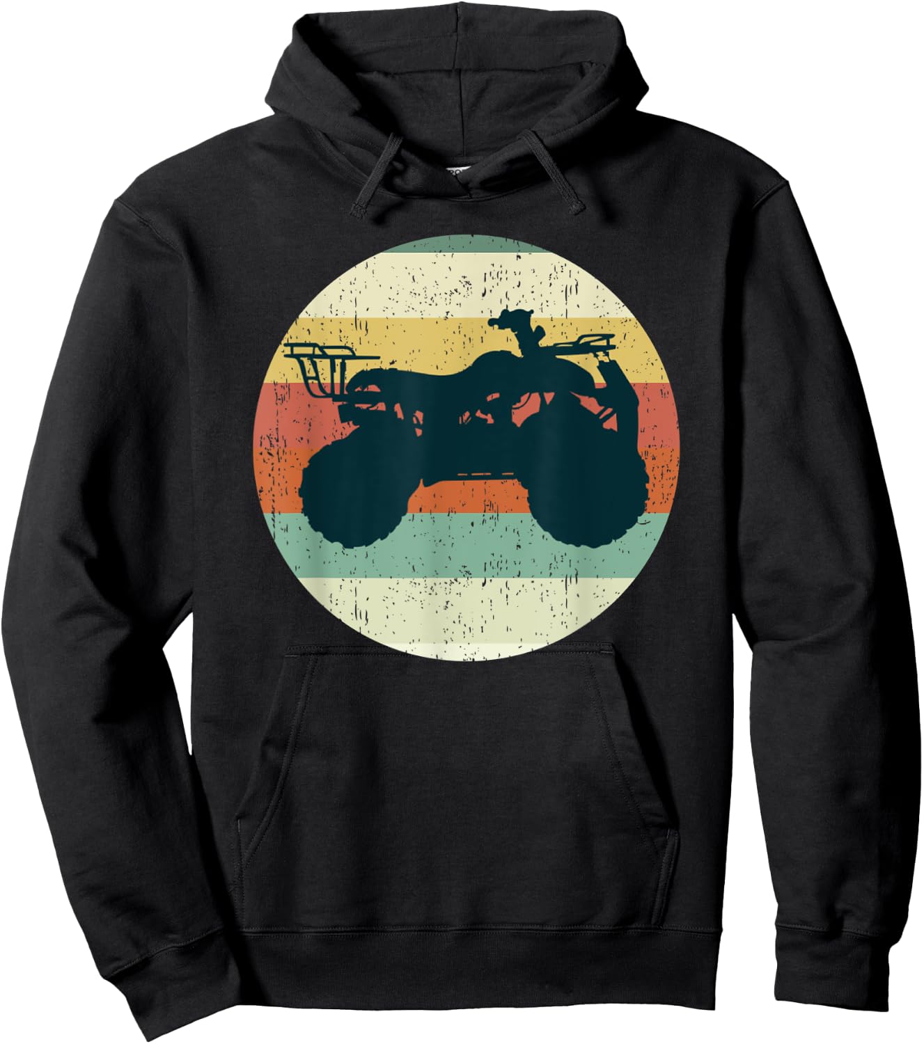4-Wheeler ATV Quad Bike Mud Racing Vintage Sunset Hoodie - Hoodie | Black