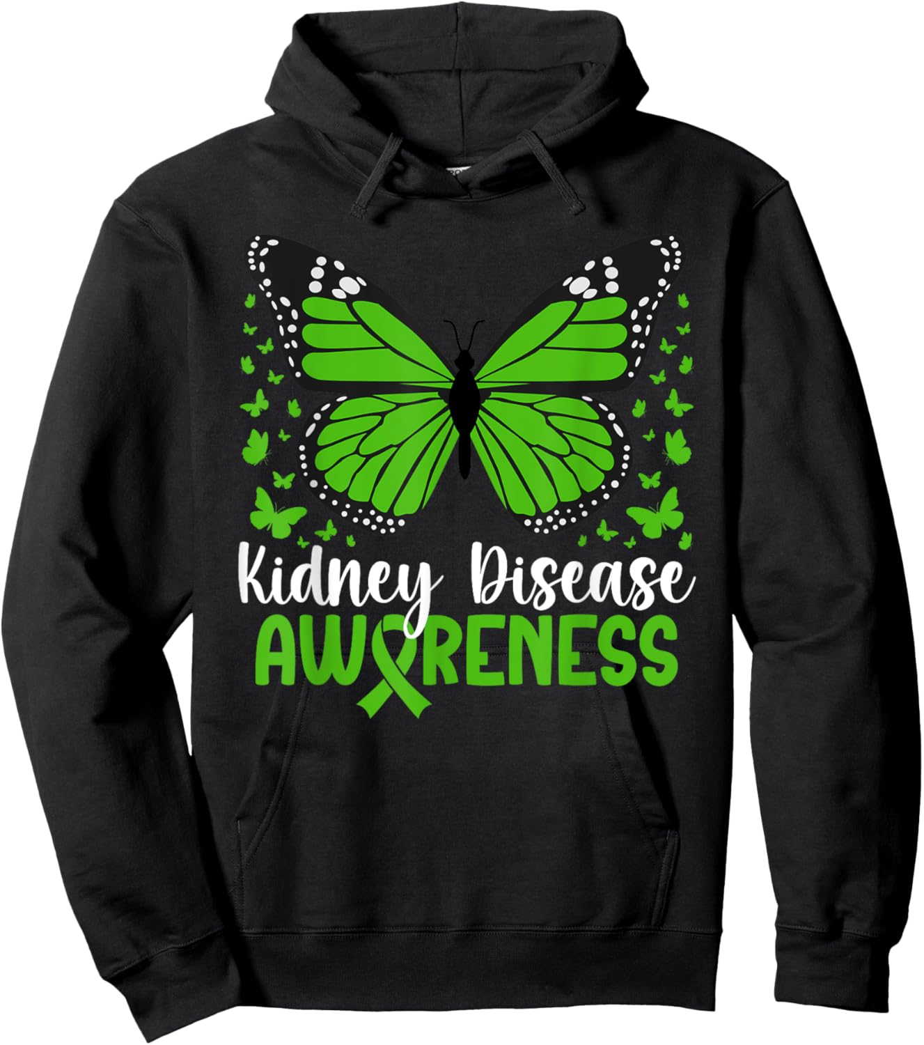 Kidney Disease Awareness Butterfly Kidney Disease Warrior Hoodie - Hoodie | Black