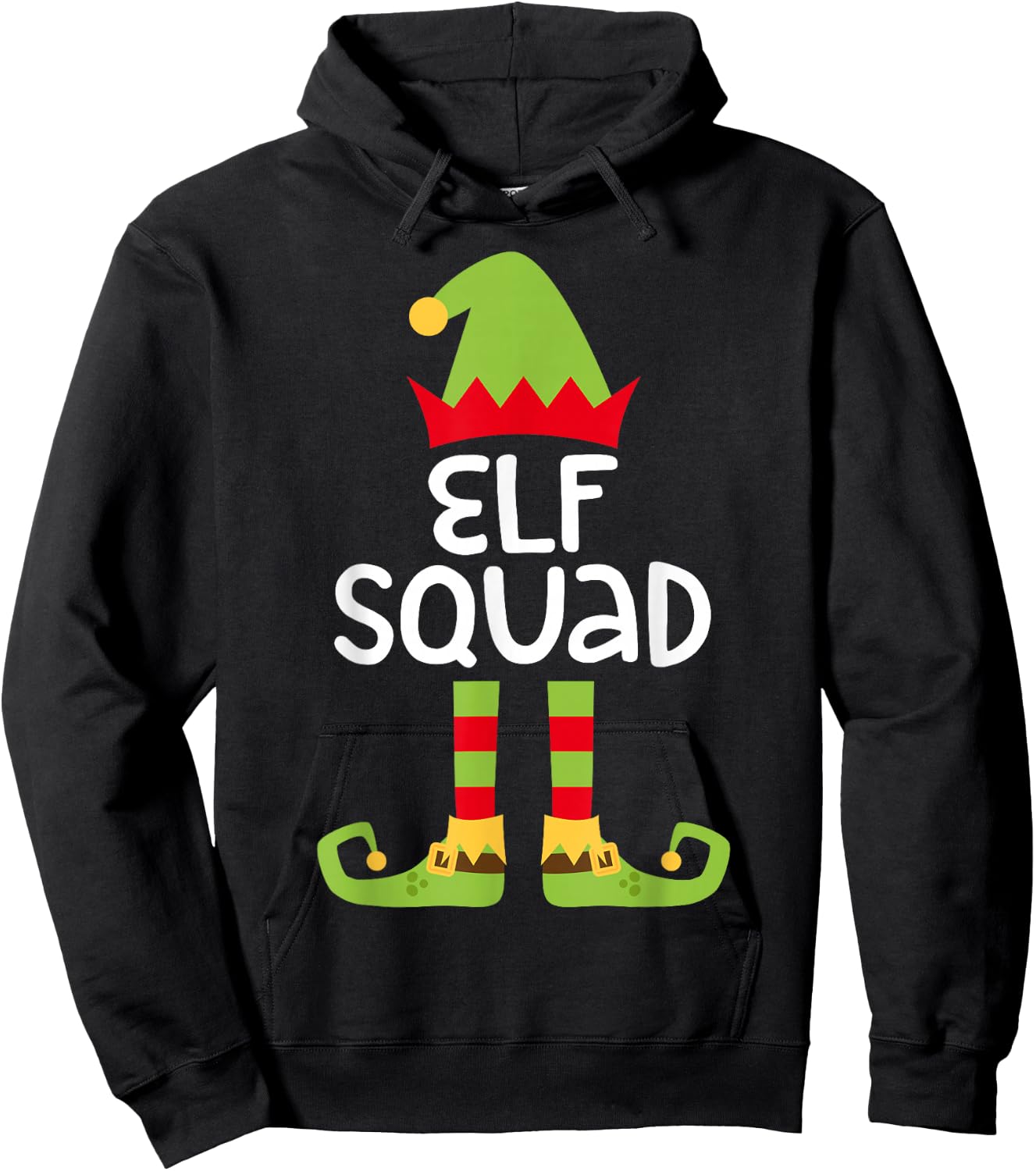 Elf Squad Shirt Matching Kids Boy Girl Christmas Elf Pajamas Hoodie - Hoodie | Black