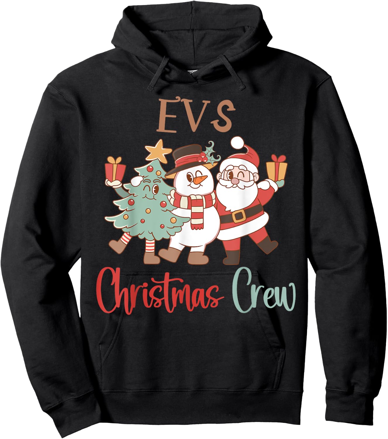 EVS Christmas Crew Santa Snowman Environmental Services Team Hoodie - Hoodie | Black