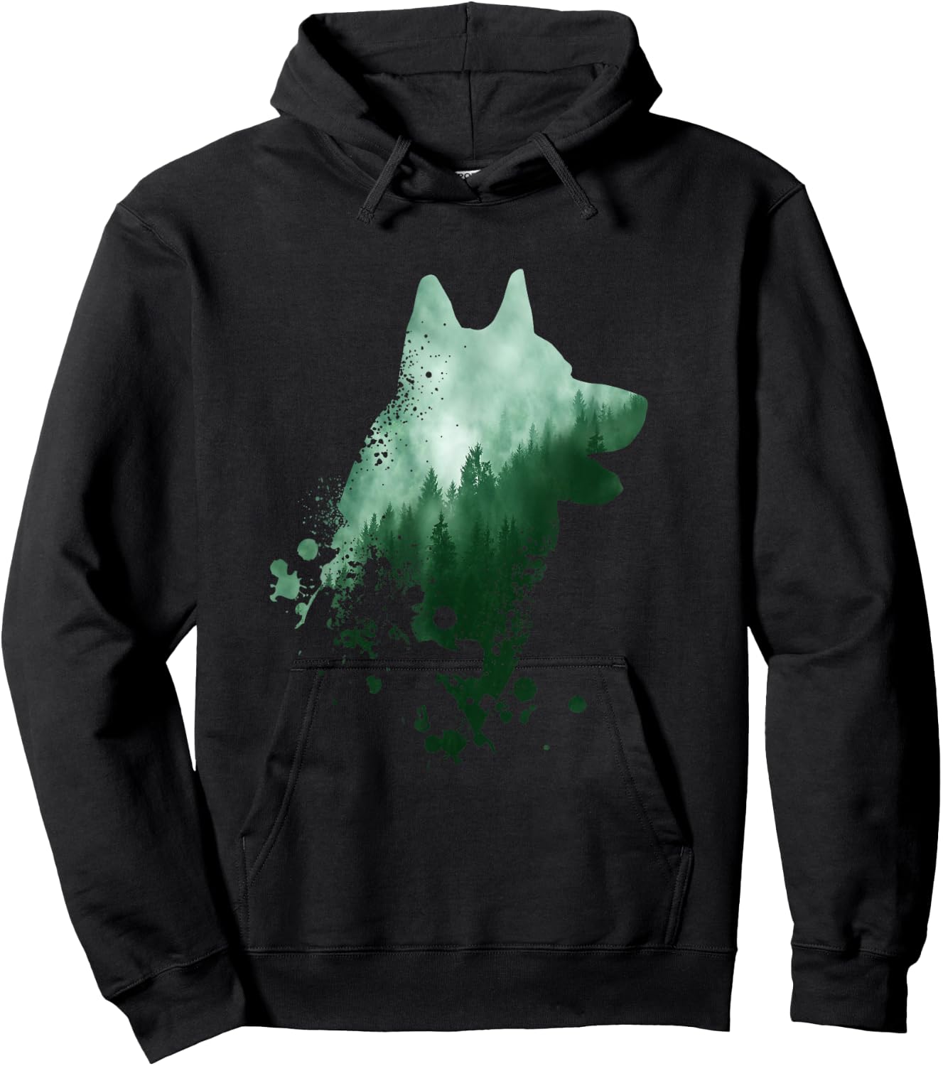 Husky Dog Silhouette | American Husky | Siberian Husky Hoodie - Hoodie | Black