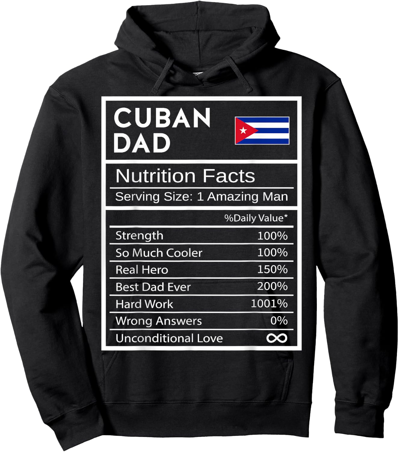 Cuban Dad Nutrition Facts National Pride Gift Dad Hoodie - Hoodie | Black