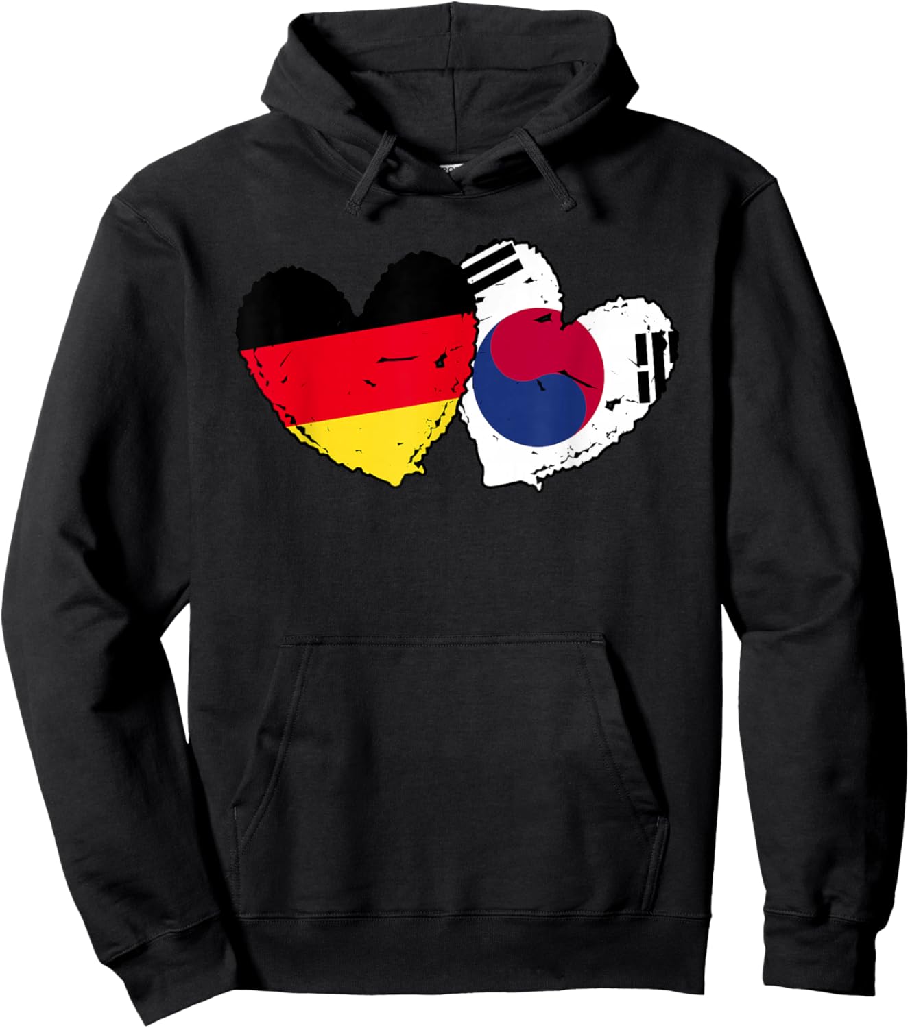 Deutschland Südkorea Herzfahnen Deutsch Koreanisch Doppelflagge Hoodie - Hoodie | Black