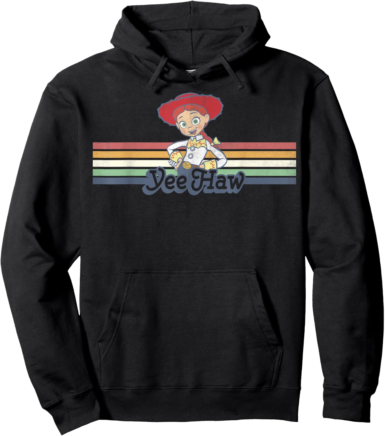 Disney Pixar Toy Story Jessie Cowgirl Rainbow Stripe Yee Haw Hoodie - Hoodie | Black