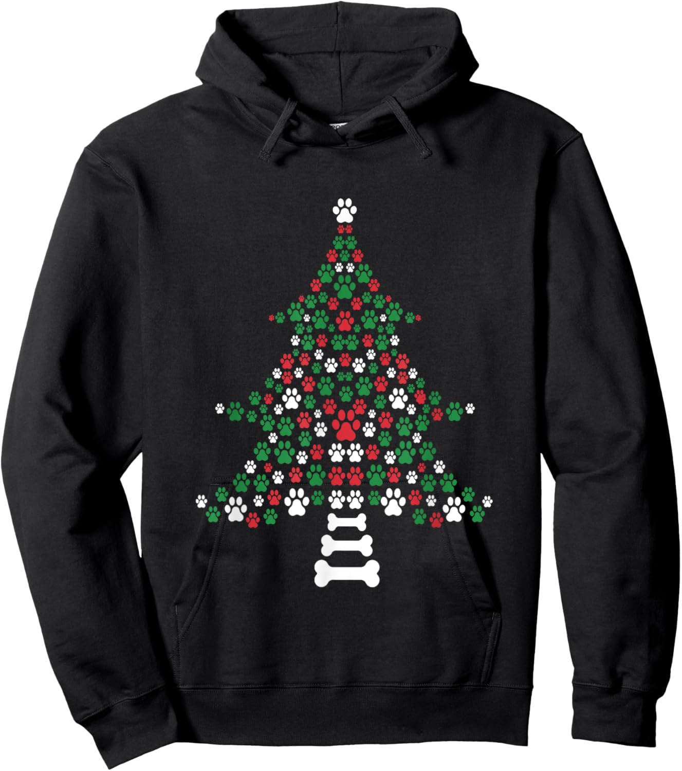 Dog Paws Print Christmas Tree Cute Dog Lover Christmas Women Kids Hoodie - Hoodie | Black