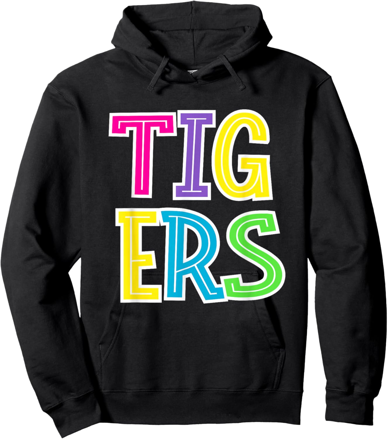 Colorful Tigers School Spirit Hoodie - Hoodie | Black