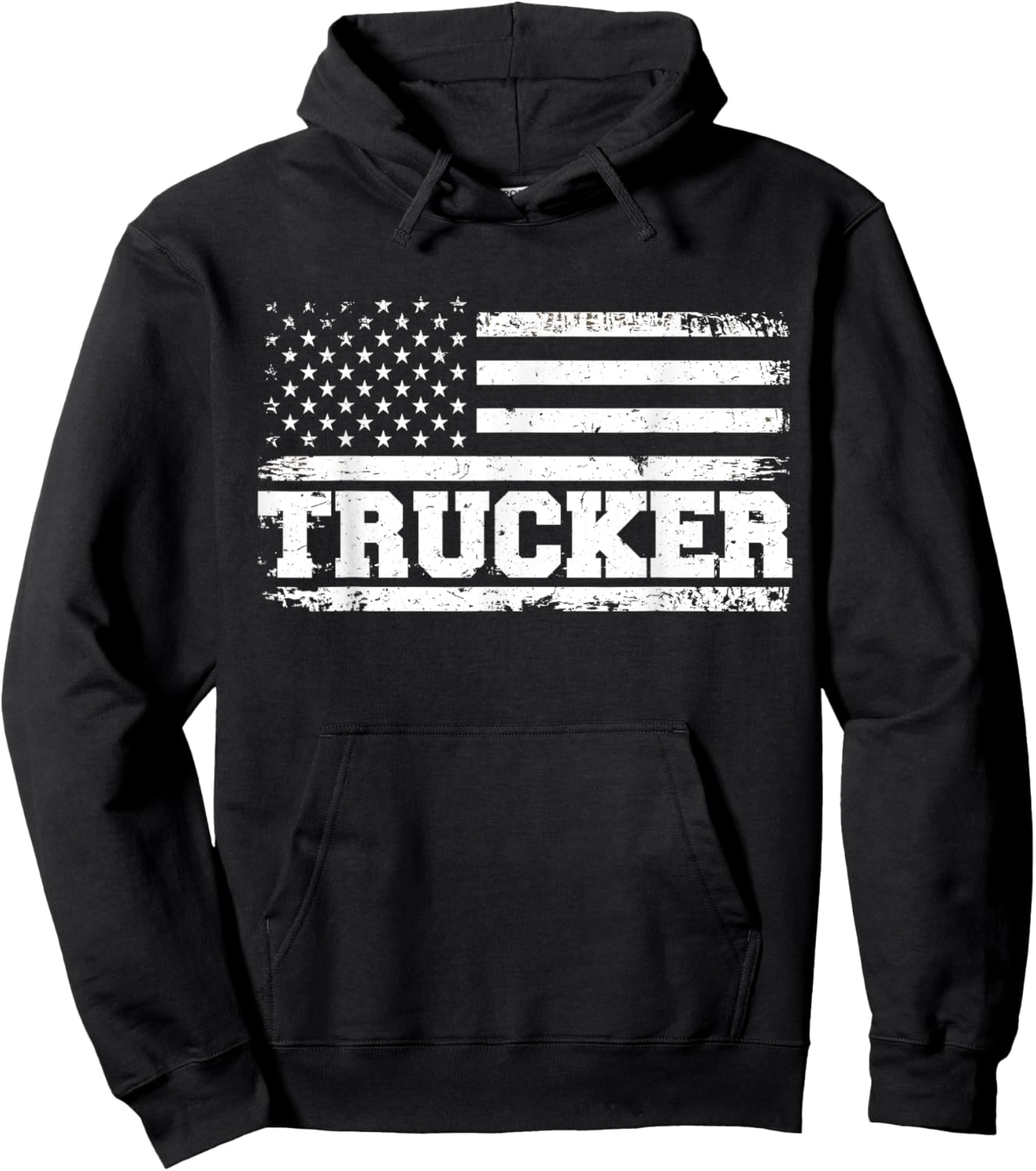 Truck Driver Trucker Us American Flag Patriotic Kids Men Hoodie - Hoodie | Black