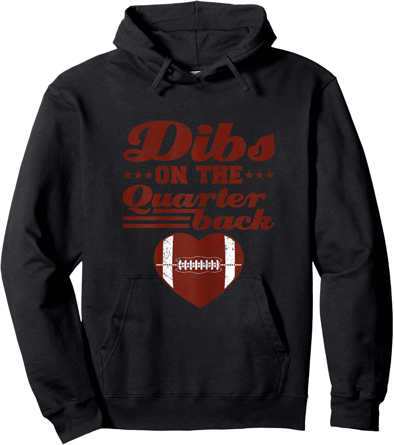 Football Girlfriend Dibs On The Quarterback Heart Hoodie - Hoodie | Black
