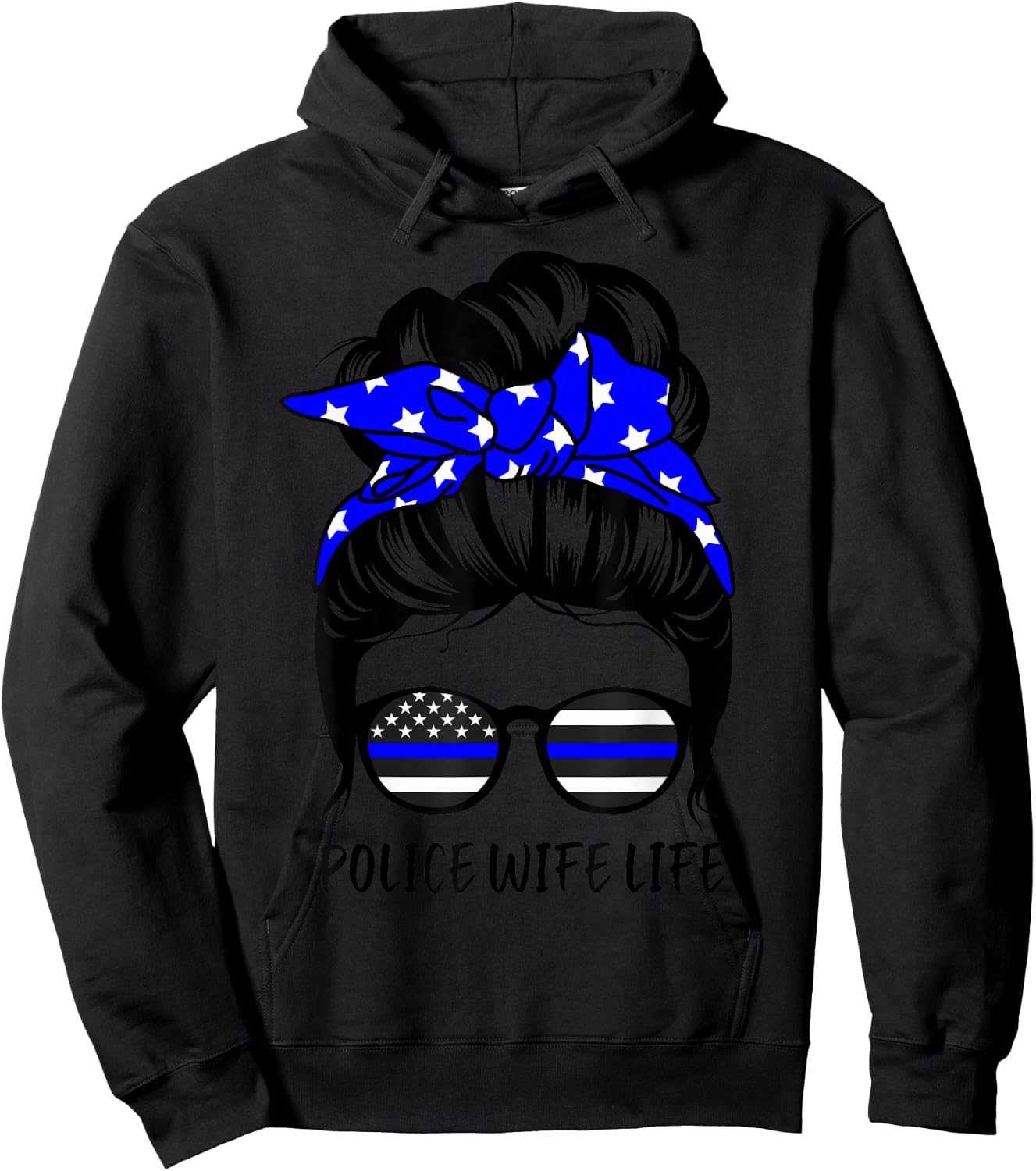 Police Wife Life Messy Bun Hair Funny Police Wife Hoodie - Hoodie | Black