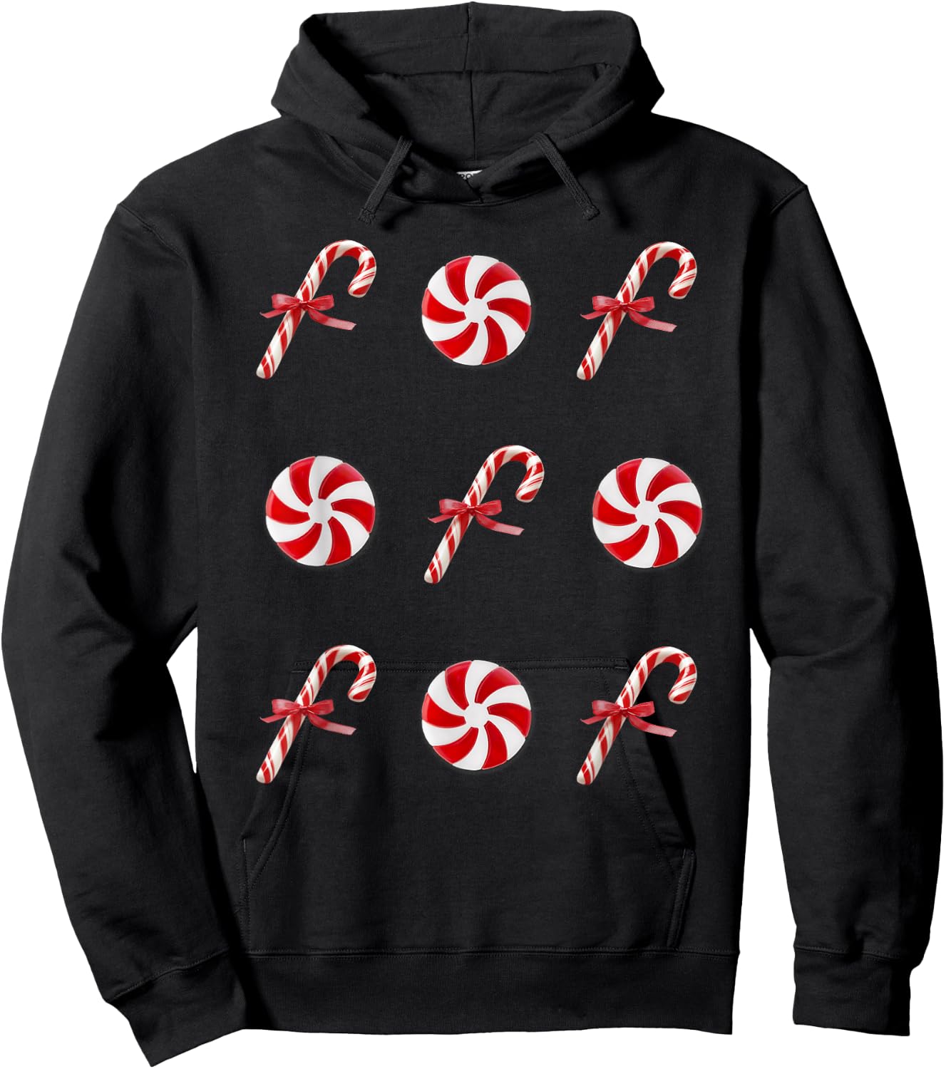 Peppermint Candy Cane Christmas Hoodie - Hoodie | Black