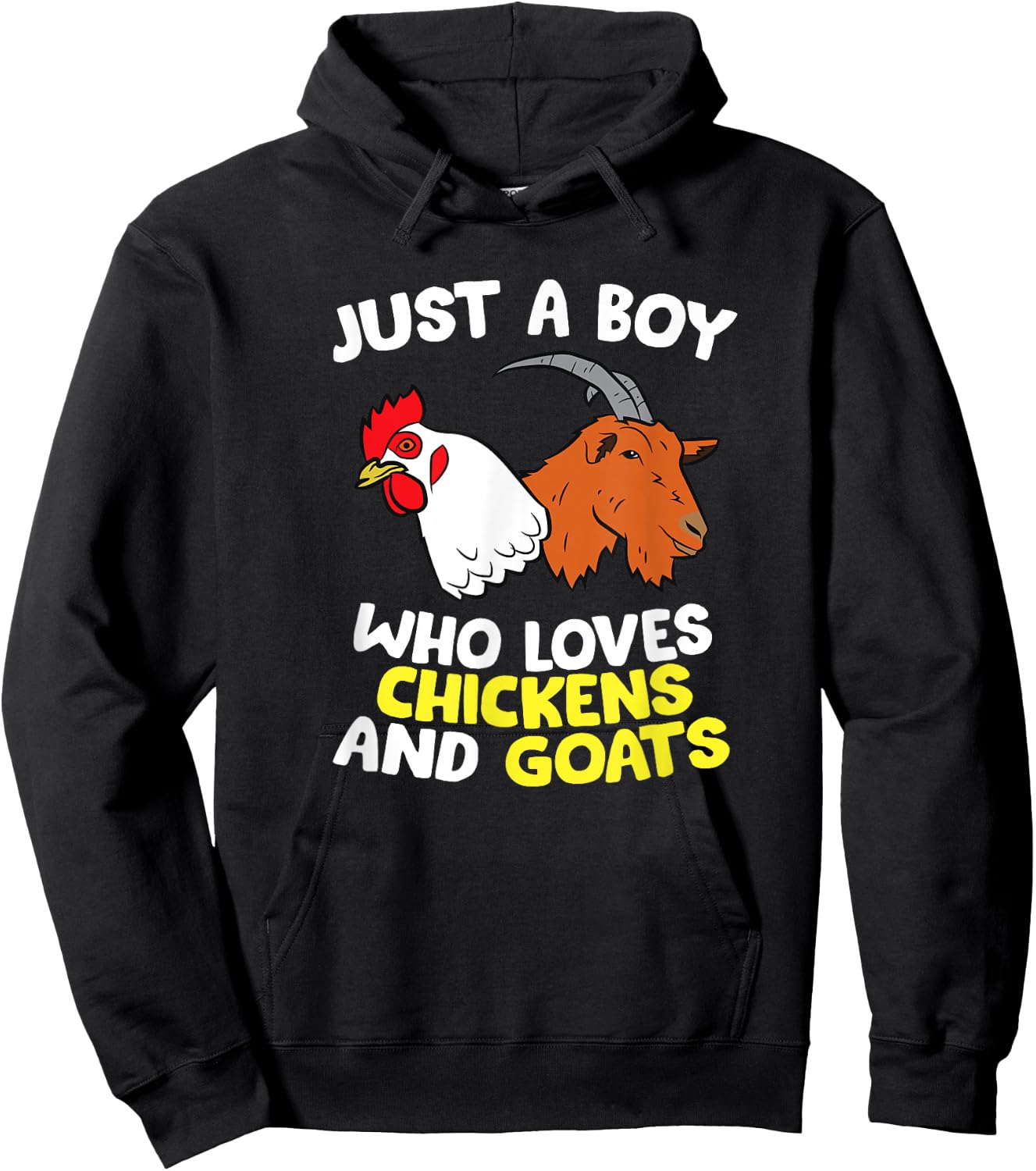 Just a Boy Who Loves Chickens And Goats Hoodie - Hoodie | Black