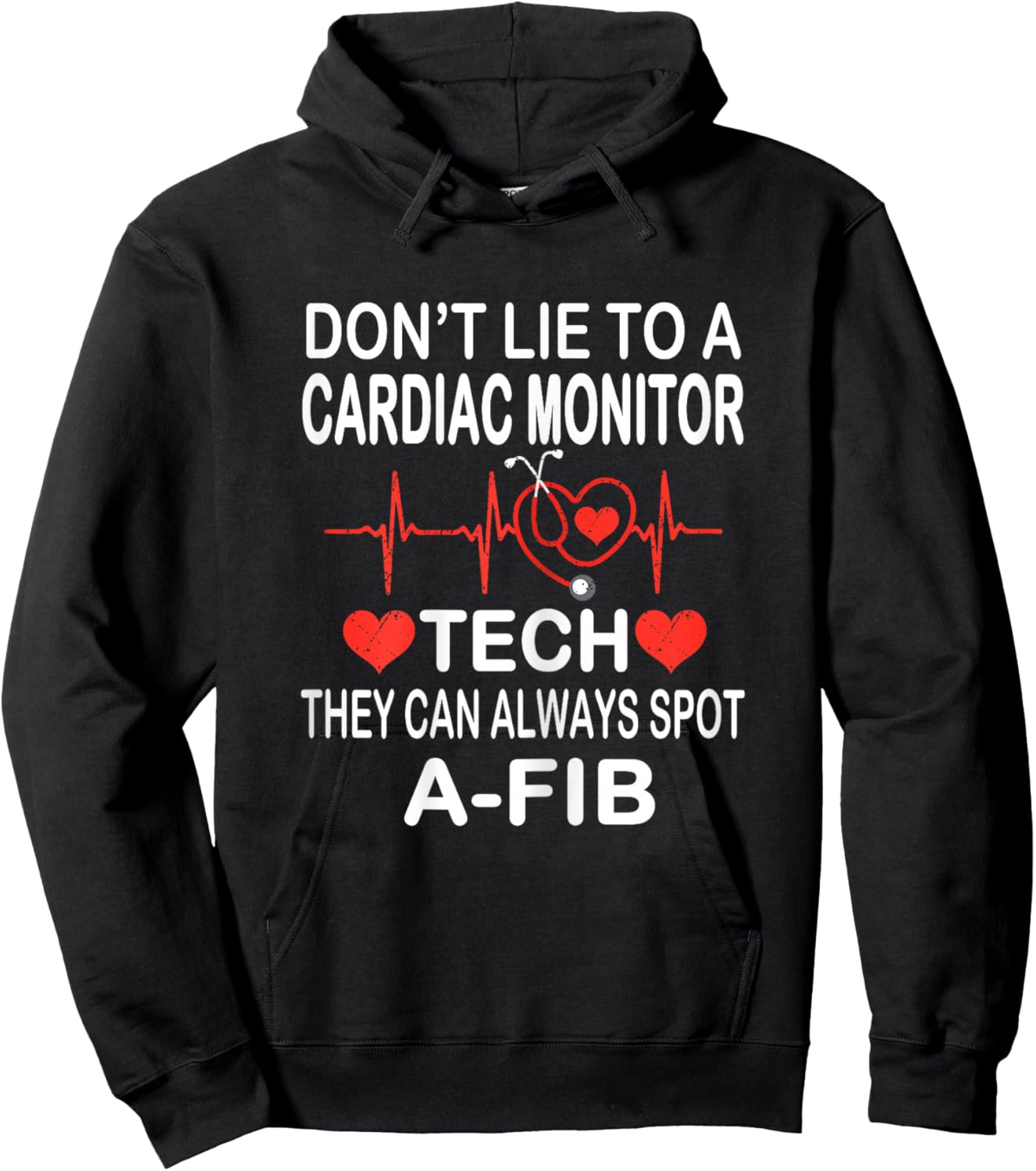 School Nurse Cardiac Monitor Tech - Always Spot A-Fib EKG Hoodie - Hoodie | Black