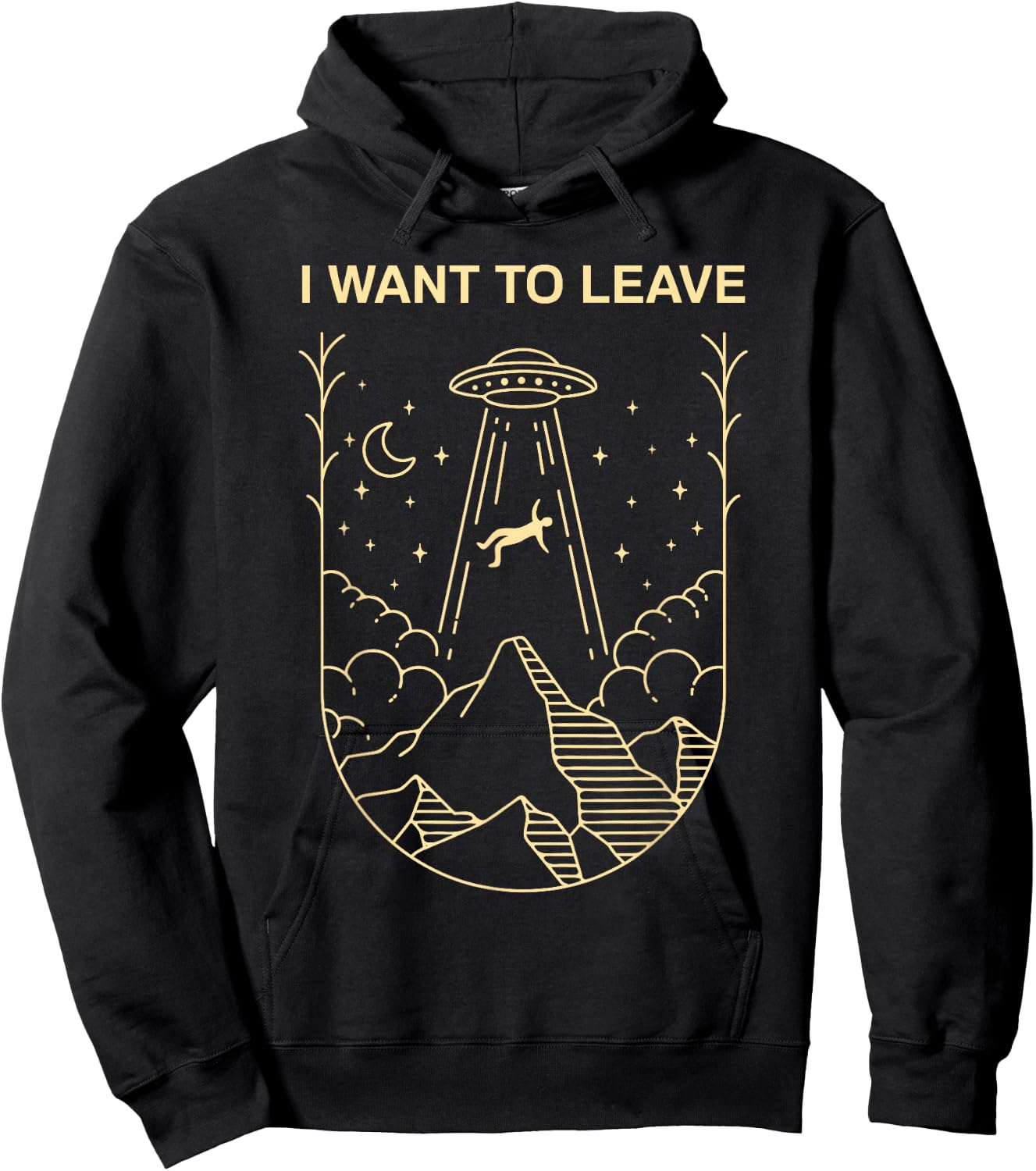 Funny Alien UFO Extraterrestrial I Want to Leave Alien Lover Small Hoodie - Hoodie | Black
