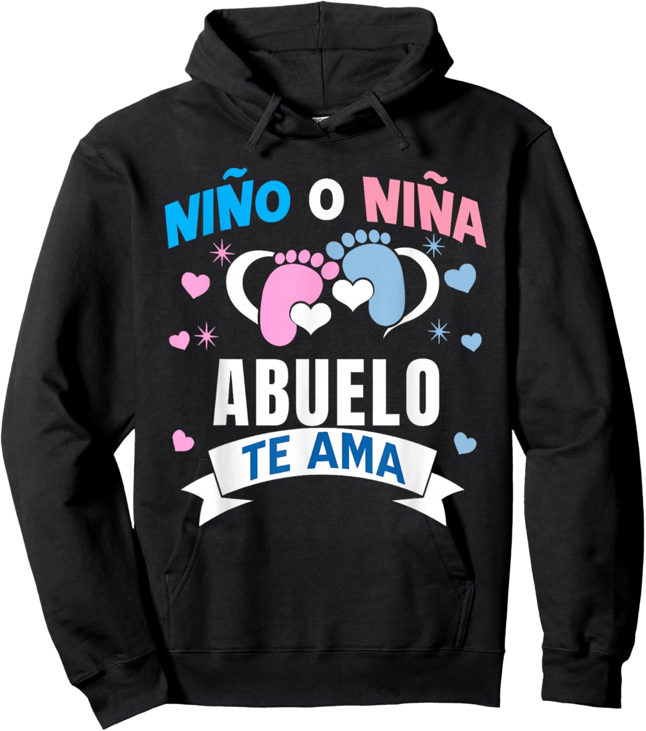 Niño o Niña Abuelo Te Ama Gender Reveal In Spanish Grandpa Hoodie - Hoodie | Black