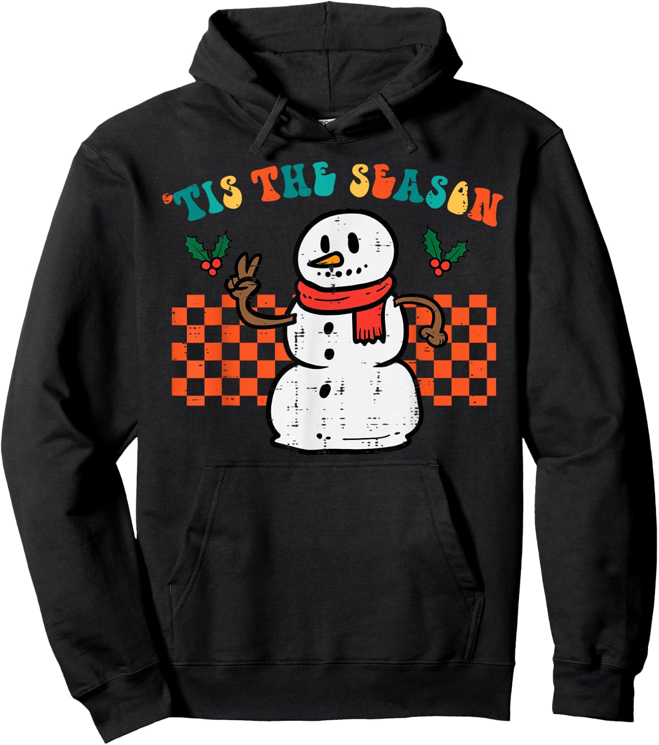 Tis The Season Snowman Christmas Retro Xmas Men Women Kids Hoodie - Hoodie | Black