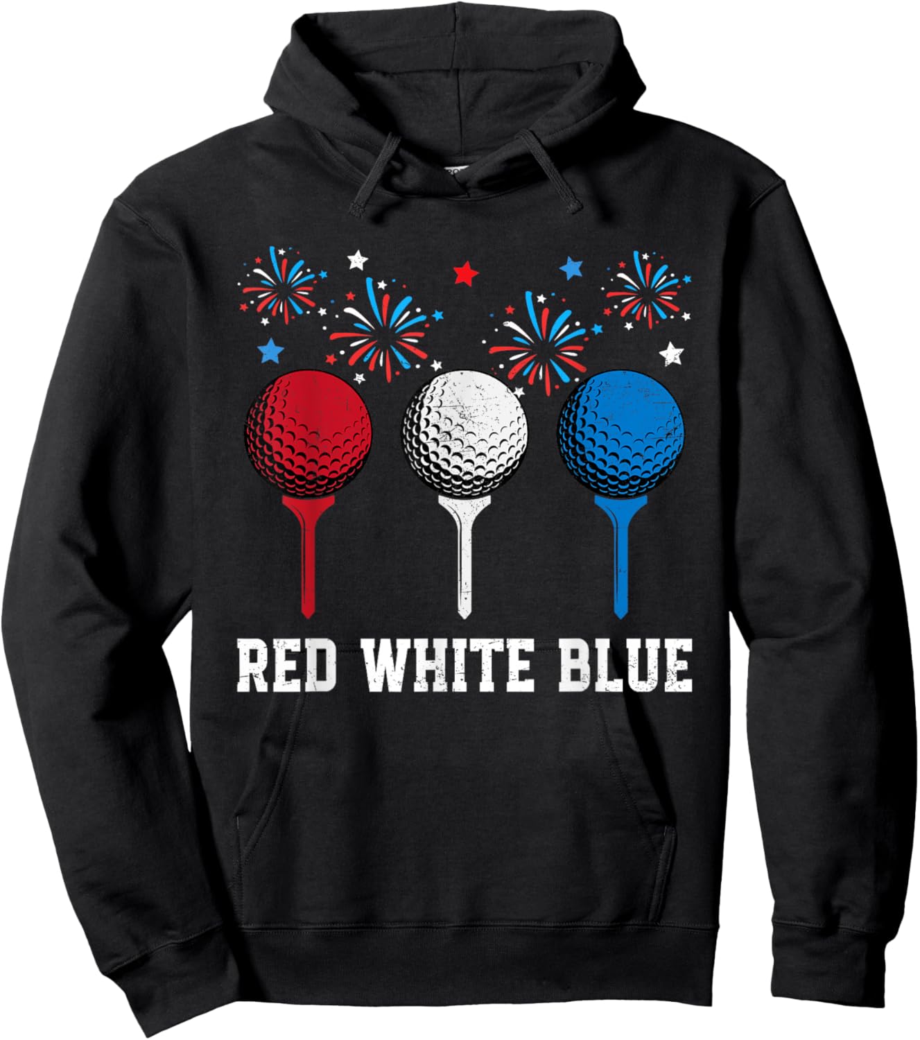 Red White Blue Golf Patriotic Golf 4th Of July Golf Outfits Women Kids Men Hoodie - Hoodie | Black