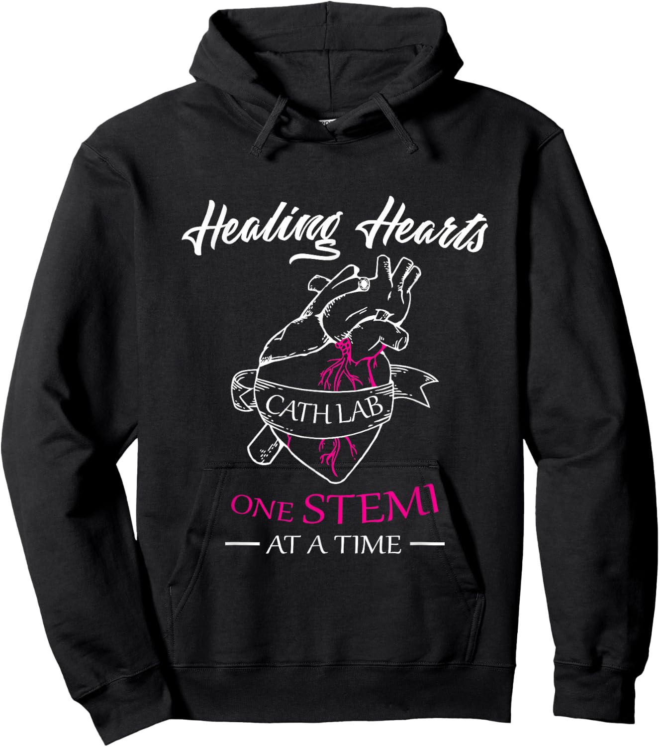 Cath Lab Nurse Gift, Stemi Cardiac Care Healing Heart Hoodie - Hoodie | Black