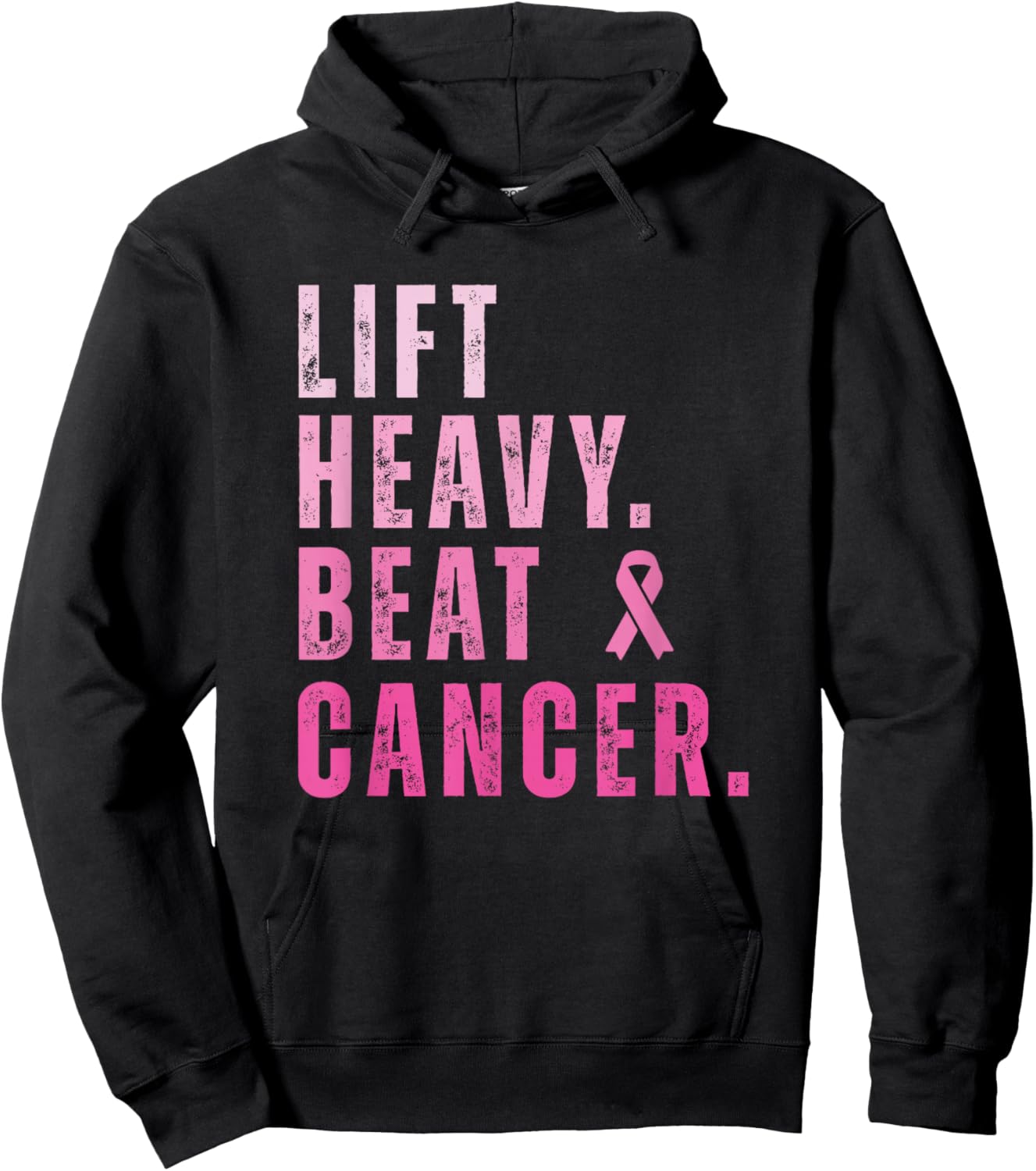 Lift Heavy Beat Cancer Workout Fitness Gym Strong Hoodie - Hoodie | Black